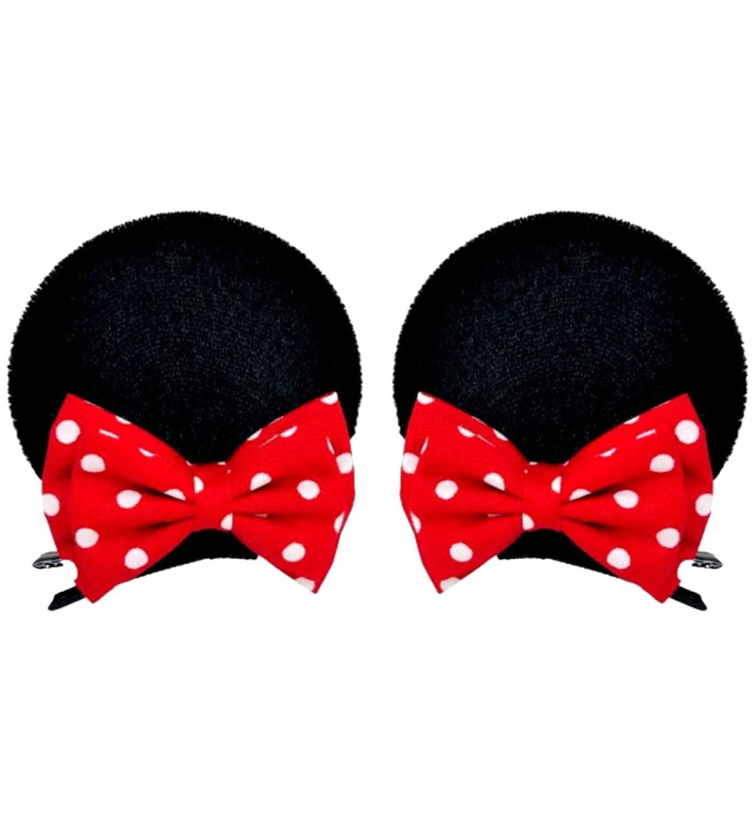 Red Pink Polka Dot Double Bow Hair Clips for Costumes - Set of 2 - Buy Online on GoSupps.com