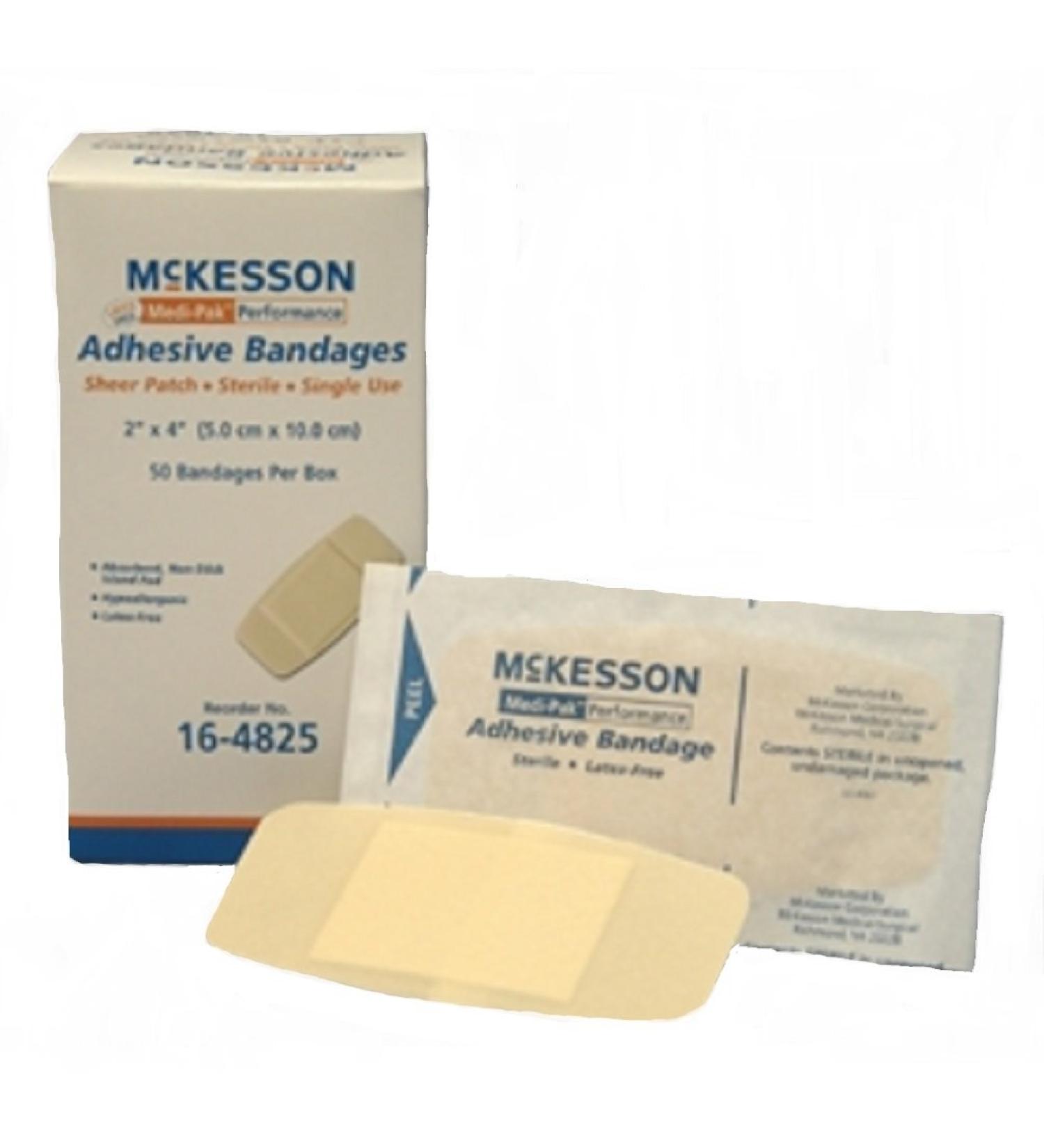 McKesson Performance Brand Adhesive Bandage Patch 2"X4" - Box of 50 - Model 16-4825