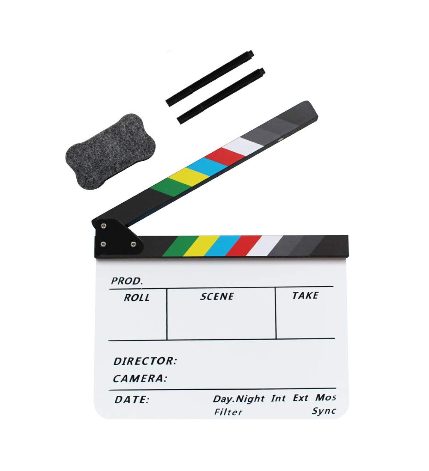 Movie Directors Clapboard for Photography & Video - Acrylic Slate with Magnetic Blackboard Eraser - Buy Online on GoSupps.com