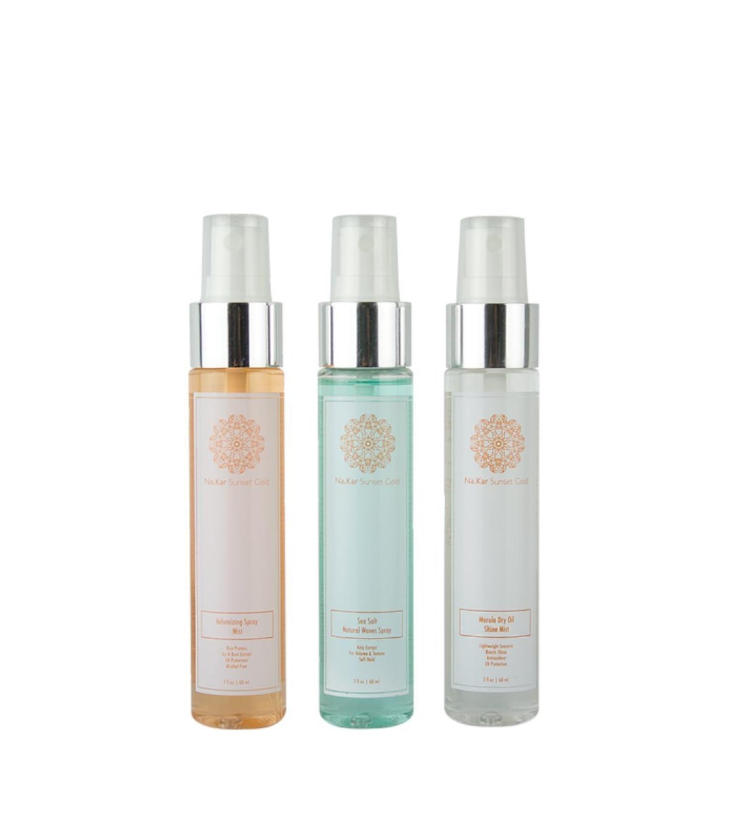 Sunset Gold Hairspray - Beach Wave Hair Volumizing Spray Sea Salt Marula Dry Oil Hair Shine Spray Collection Hair Color Protector & UV Hair Protection - Buy Online on GoSupps.com