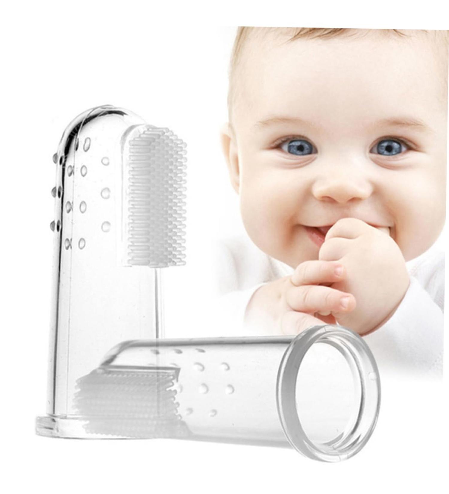 KOMBIUDA Baby Toothbrush Set - 2pcs Gentle Oral Massager & Finger Toothbrush for Toddlers - Safe Baby Dental Care - Buy Online on GoSupps.com