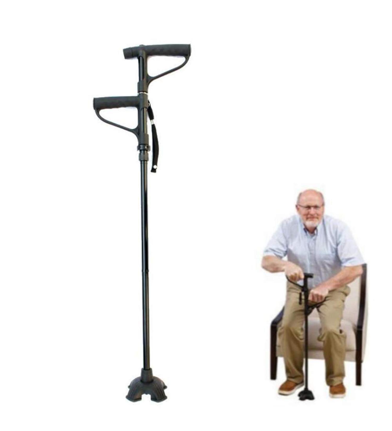 Aluminum Alloy Foldable Crutches Multifunction Double Soft Grip with LED Light Non Slip Four Feet Adjustable Hight Walking Stick Walking aids Interesting - Buy Online on GoSupps.com
