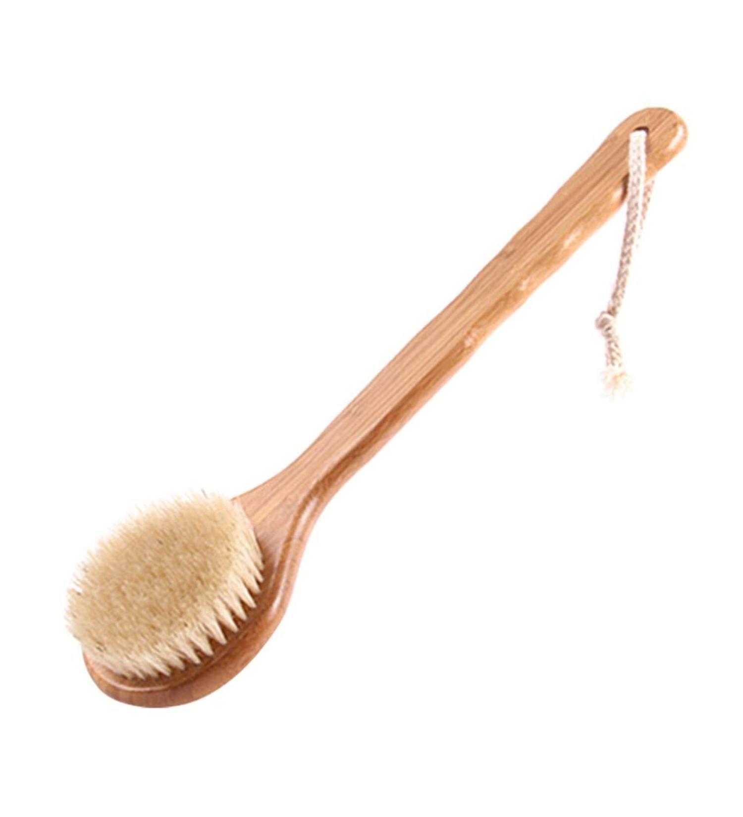 Lurrose Bamboo Bath Body Brush with Long Handle and Natural Boar Bristles - Buy Online on GoSupps.com