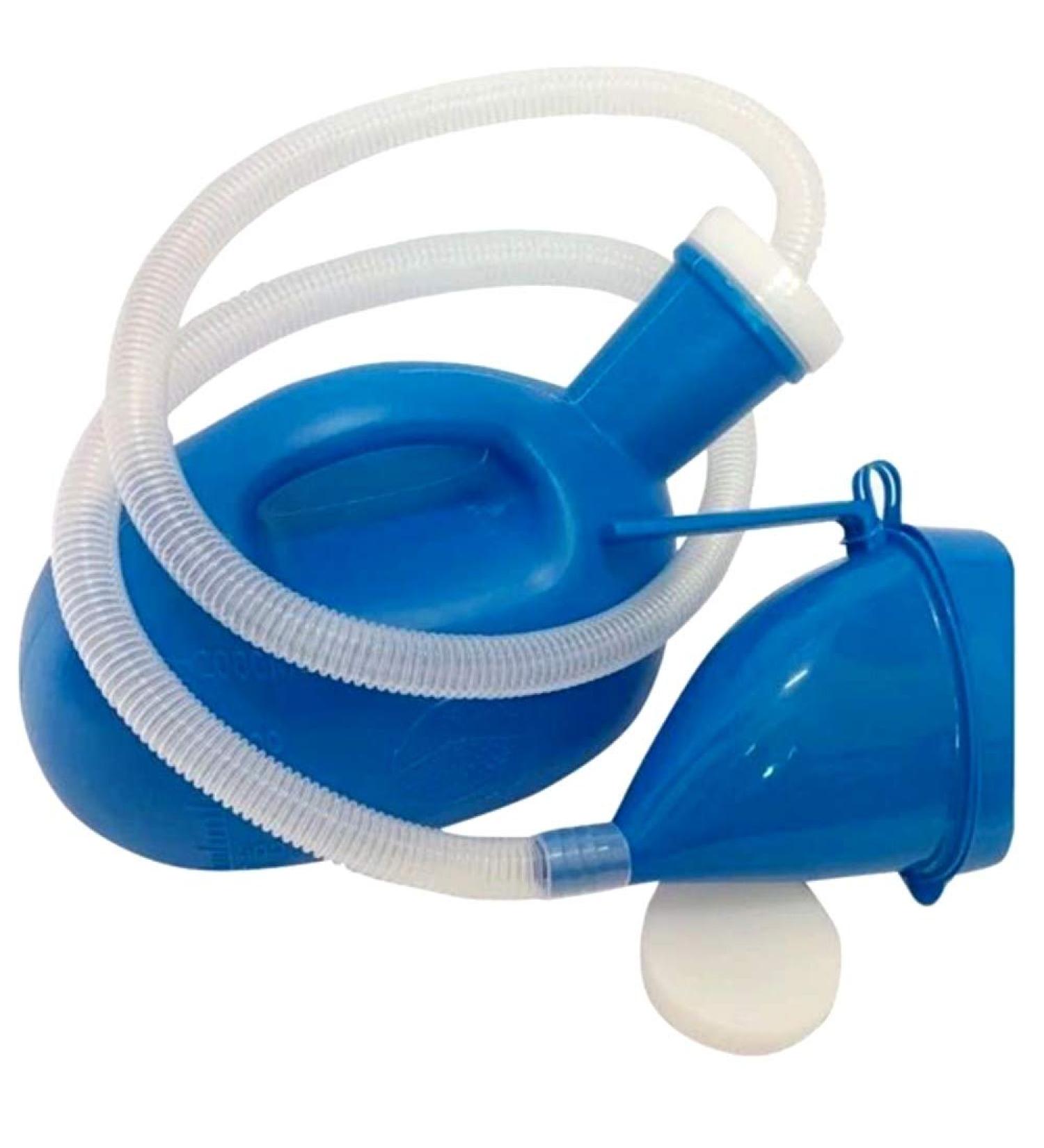 YUMSUM 2000ML Unisex Bed Urinal with Drain Hose and Lid - Female Blue - Buy Online on GoSupps.com