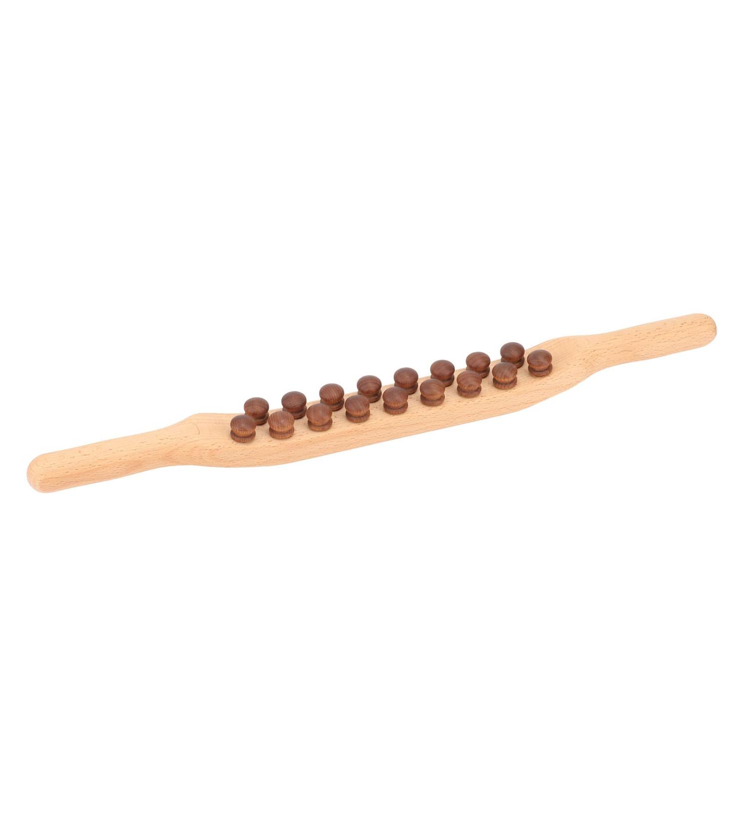 Premium Wooden Massage Device | Muscle Roller & Gua Sha Scraper for Relaxation & Lymphatic Drainage - 17 Pearl Body Shaping Tool - Buy Online on GoSupps.com