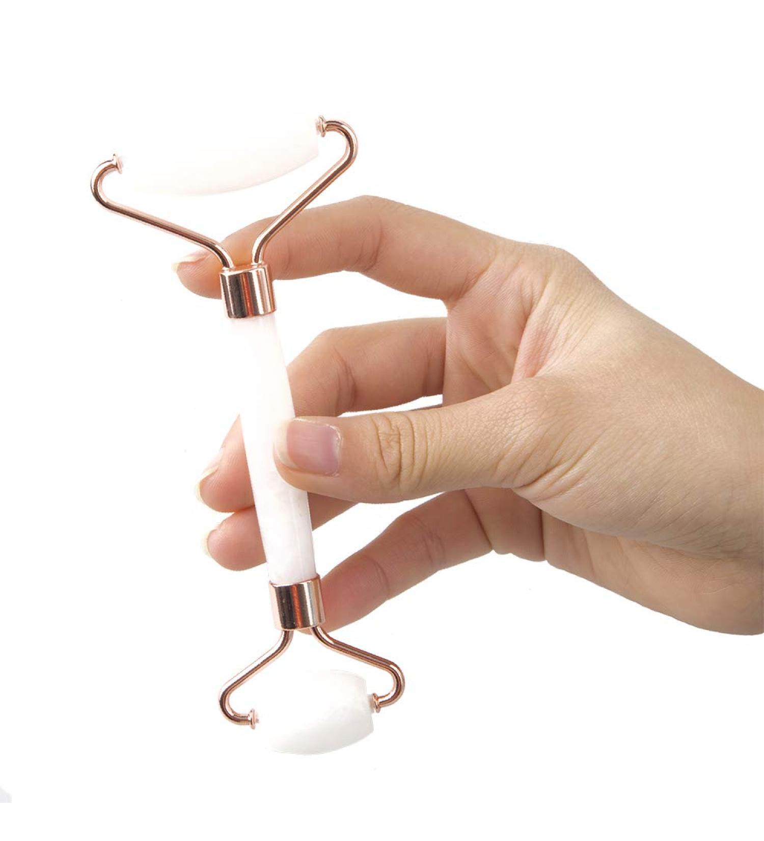 Jade Roller & Gua Sha Set | White Jade Facial Tool for Anti-Aging Detox & Glowing Skin - Buy Online on GoSupps.com