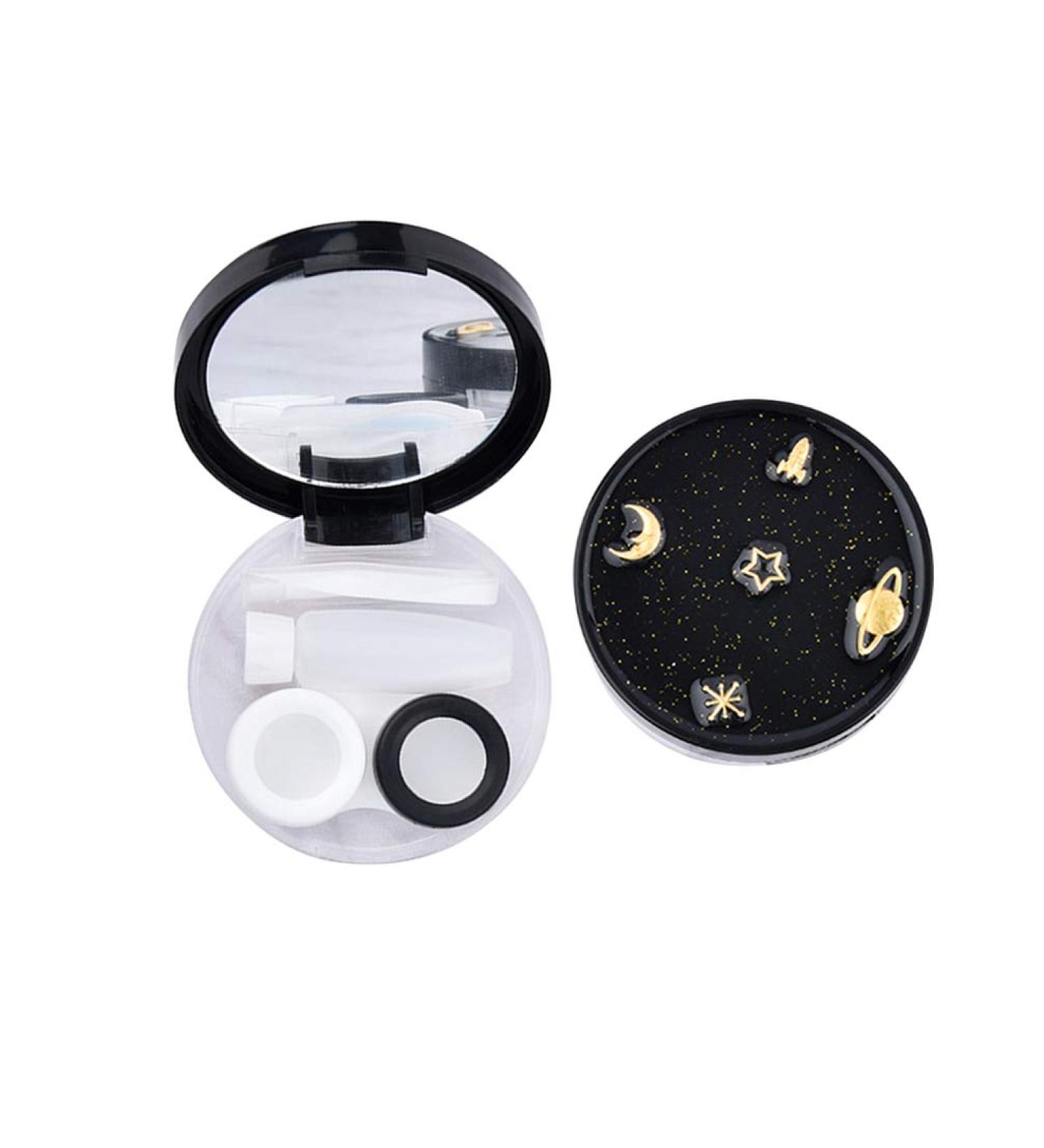 Exceart Cartoon Contact Lens Container Kit - Travel Case with Mirror Tweezers & Bottle - 2 Piece Set (Black Random) - Buy Online on GoSupps.com