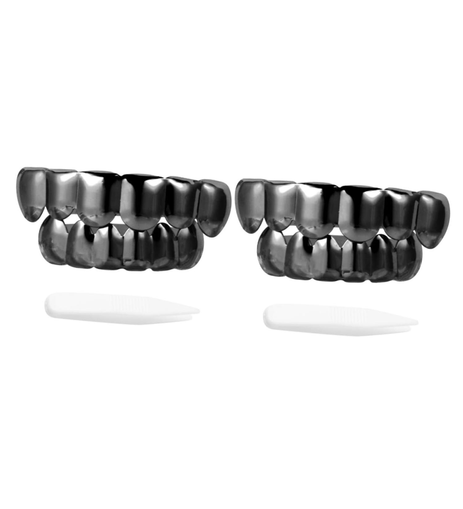 Halloween Tooth Replacement Costume Set - 2 Dental Prostheses Accessories for Adults | Removable Single Tooth Decoration for Cosplay & Punk Style | Black - 5x1cm (2pcs) - Buy Online on GoSupps.com