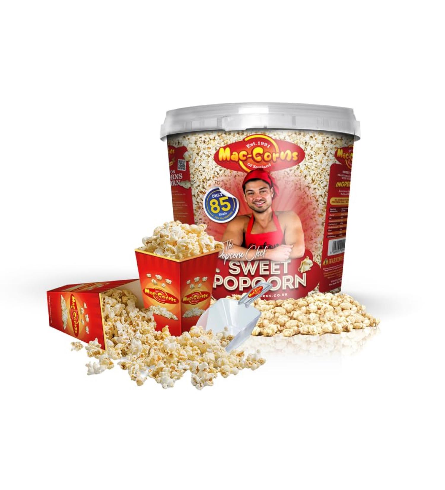 The Popcorn Chef Movie Mega Bucket 550g Sweet Popcorn Includes 12 Popcorn Tubs and Scoop Mac-Corns Traditionally Popped Popcorn - Buy Online on GoSupps.com