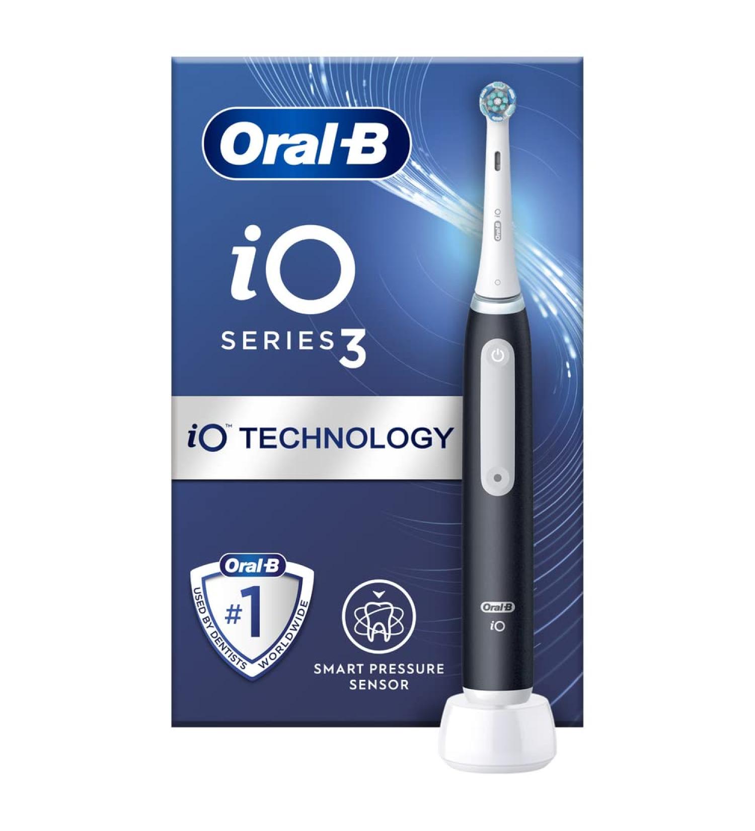 Oral-B iO3 Electric Toothbrush - 3 Modes with Teeth Whitening | Christmas Gift for Adults | 2 Pin UK Plug | Black - Buy Online on GoSupps.com