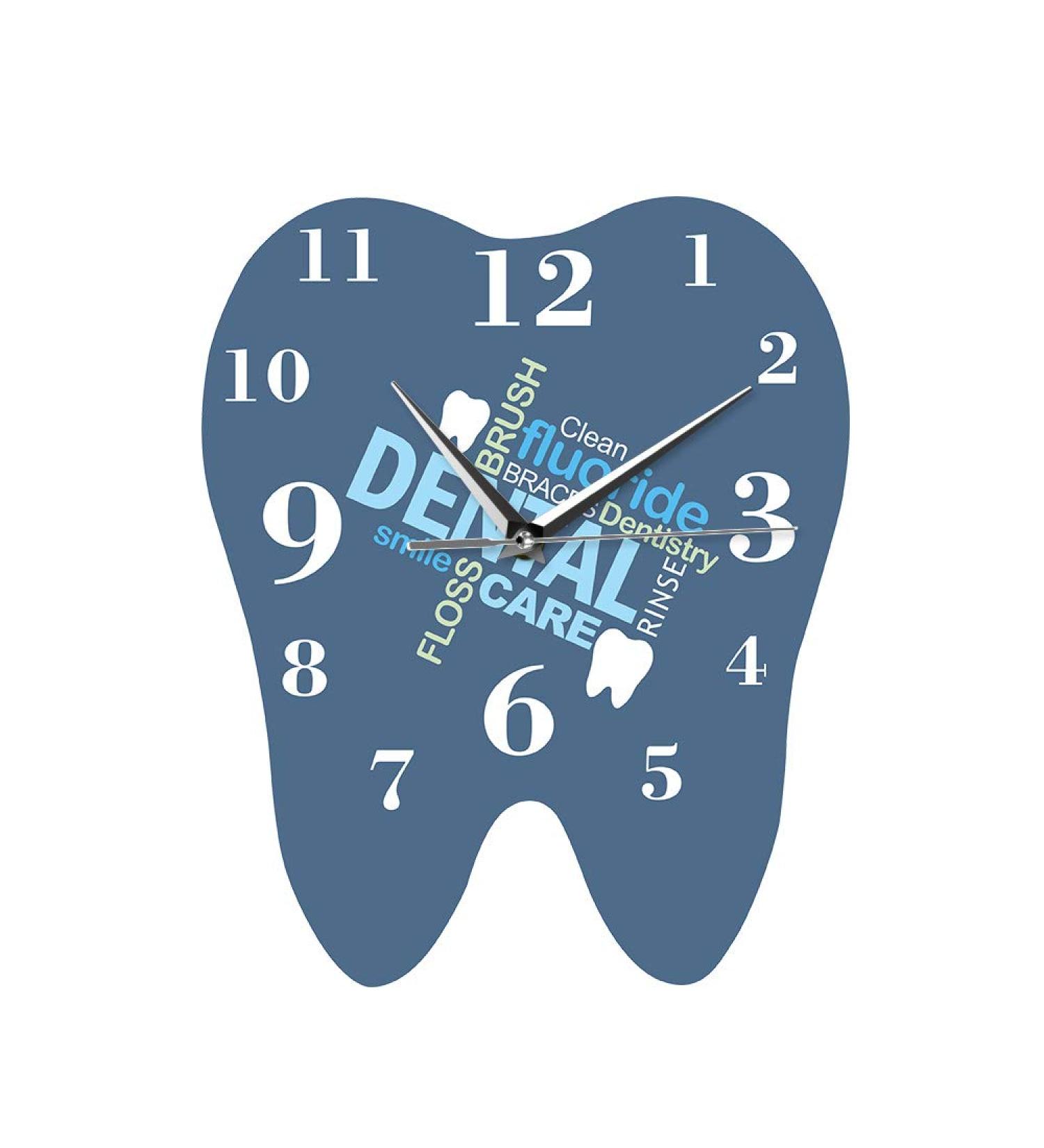 TENGJU Non-Ticking Silent Dental Words Tooth Shaped Dentist Professional Wall Watch Decorative Clinic Ornament Dental Orthodontics Decor Clock s - Buy Online on GoSupps.com