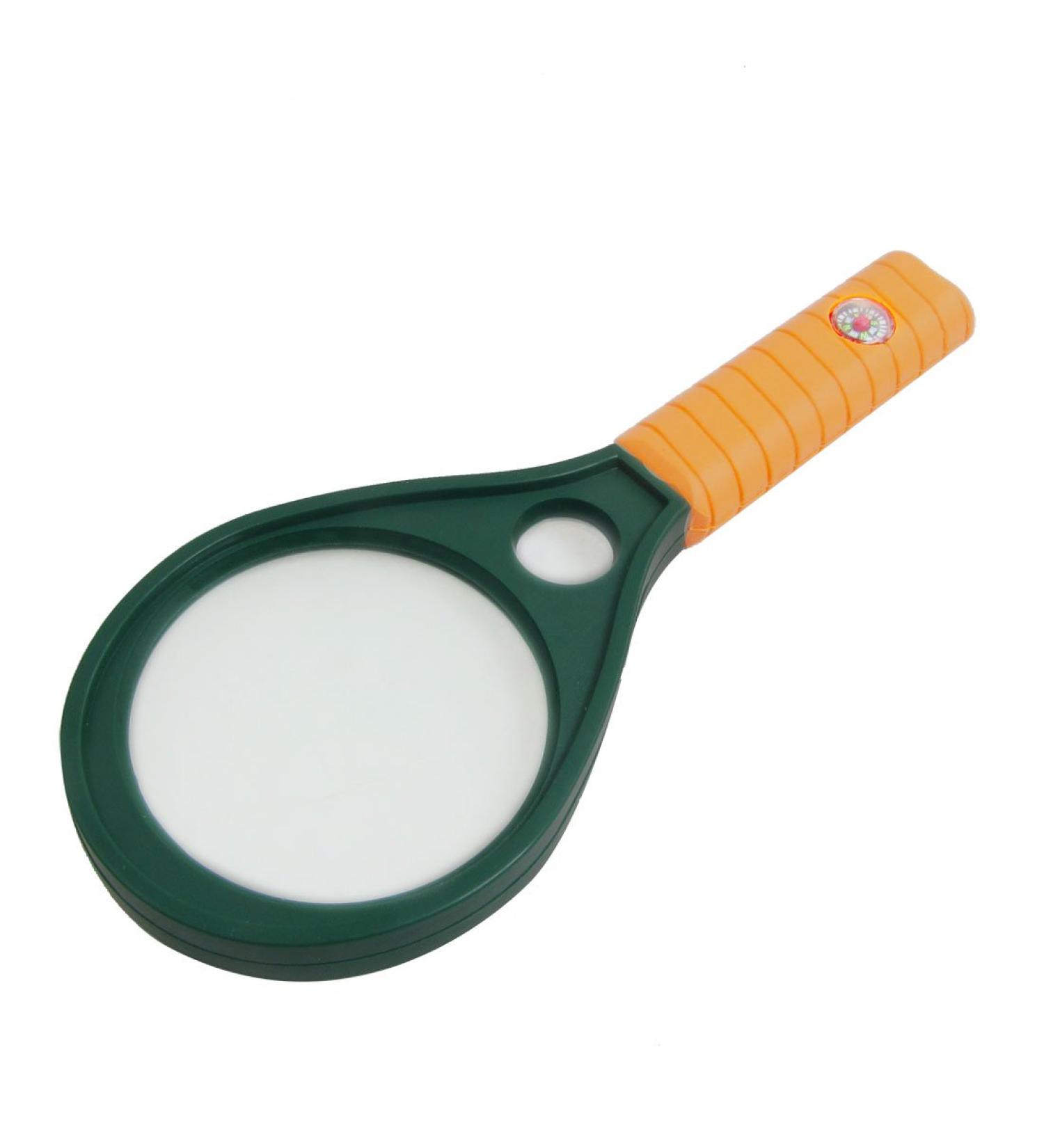 FURLOU Compass Decor Orange Plastic Handle Double Glasses Design Magnifier Compass