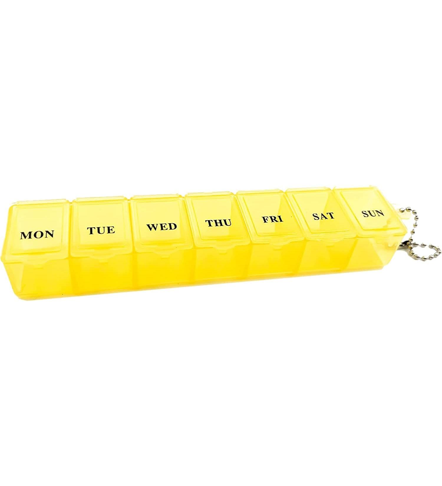 Buy BoxSik Yellow Pills Box Organizer | 7-Day Weekly Medication Container for Vitamins & Supplements - Perfect for Travel - Buy Online on GoSupps.com