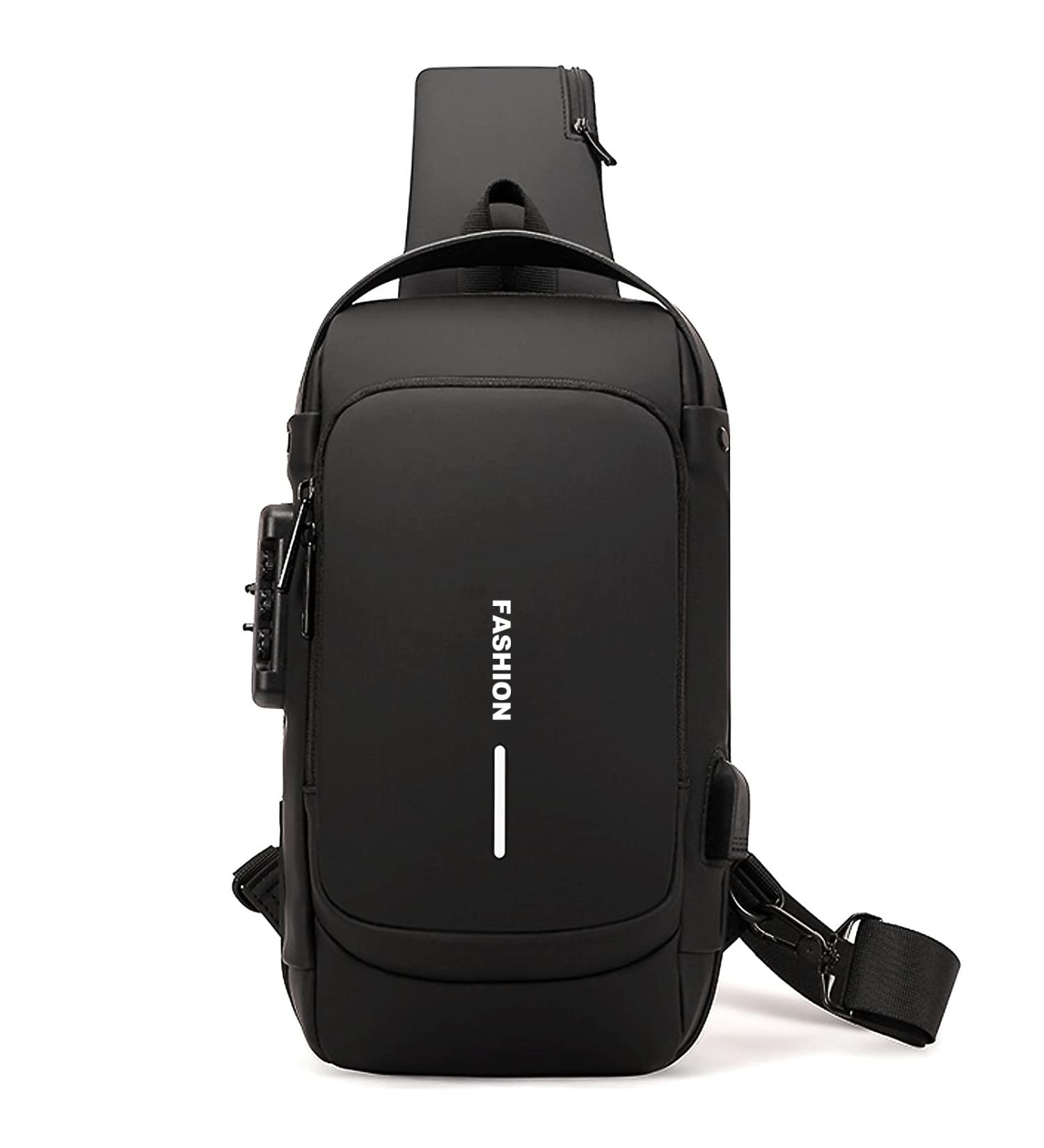 Dwenles Anti-Theft Waterproof Crossbody Sling Bag with USB Charging - Black - Buy Online on GoSupps.com