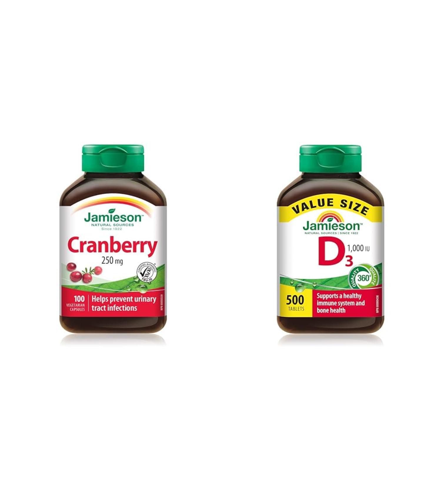Cranberry Complex 250 mg - Vegetarian Gluten-Free 100 Count (Pack of 1) & Vitamin D 1 000IU 500 Tablets Herbal Supplement+ Vitamin D3 1 000 IU - Buy Online on GoSupps.com