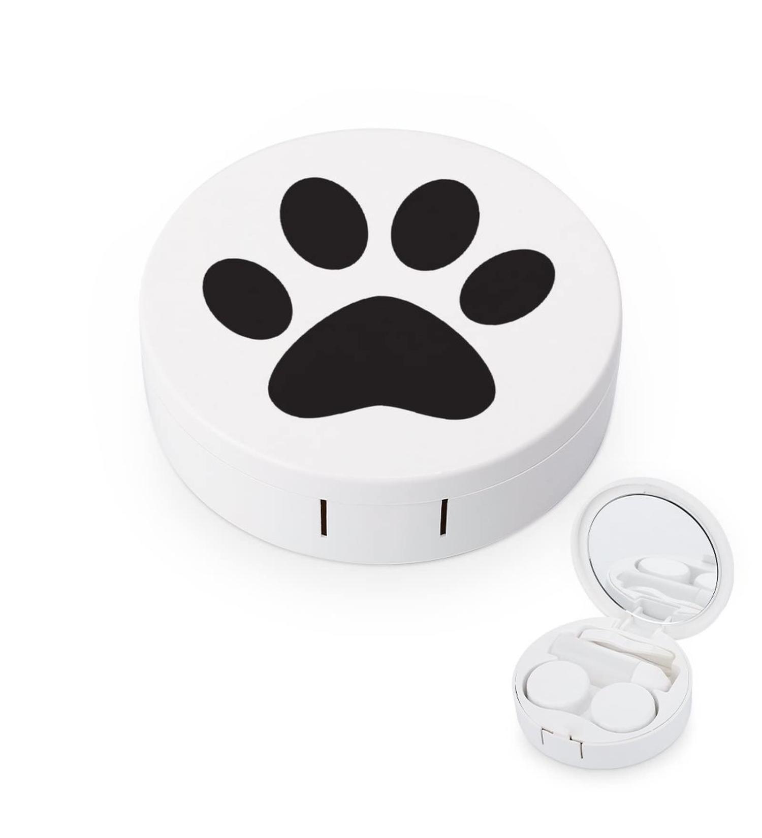 Buy Bagea-Ka Black Animal Paw Print Contact Lens Case Kit - Travel & Home Eye Care with Tweezers Solution Bottle & Mirror | International Shipping Available - Buy Online on GoSupps.com