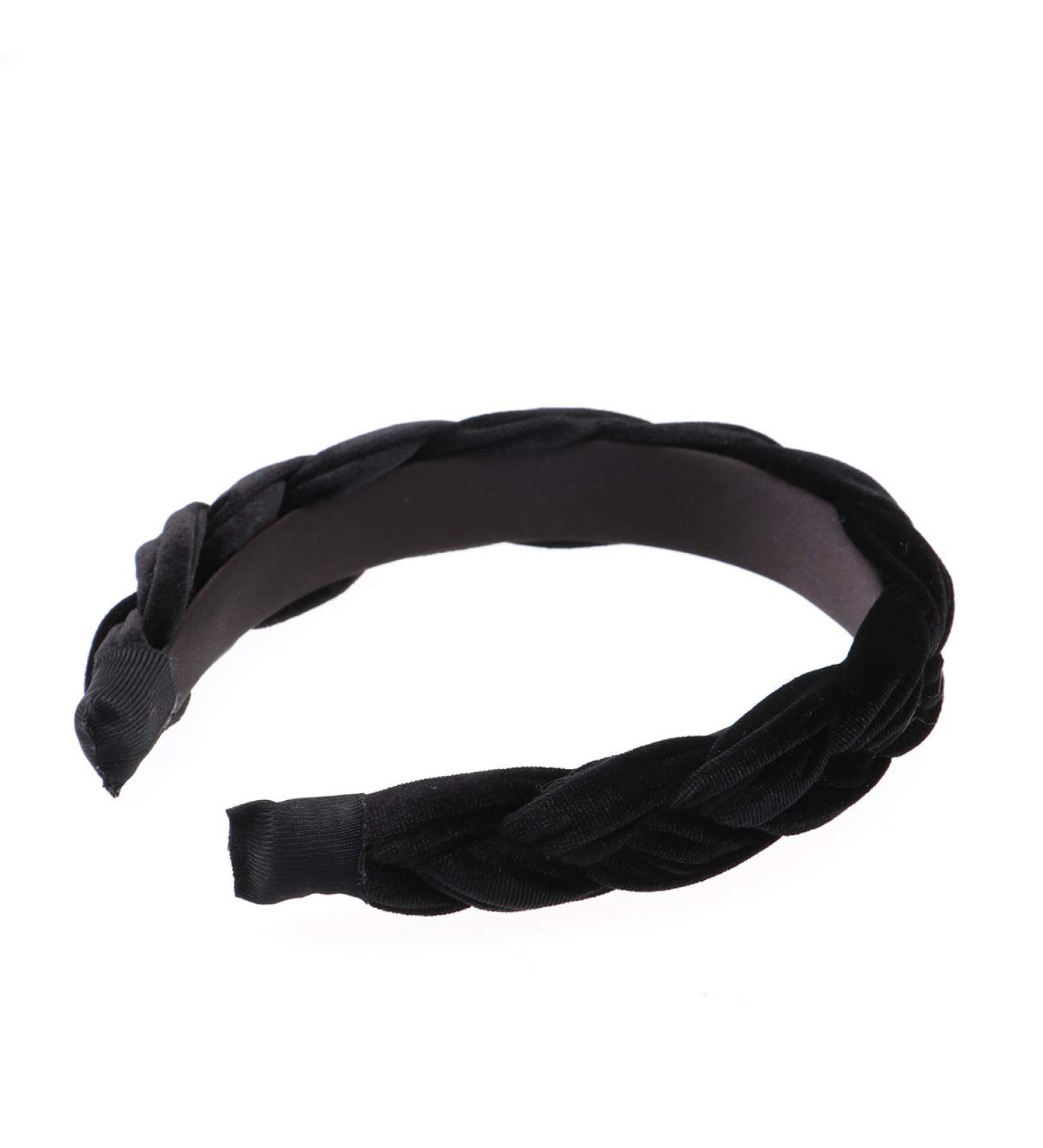 Wide Headband Fashion Suede Braid Headband Handmade Cloth Twist Hairbands for Women Girls (Black) - Buy Online on GoSupps.com