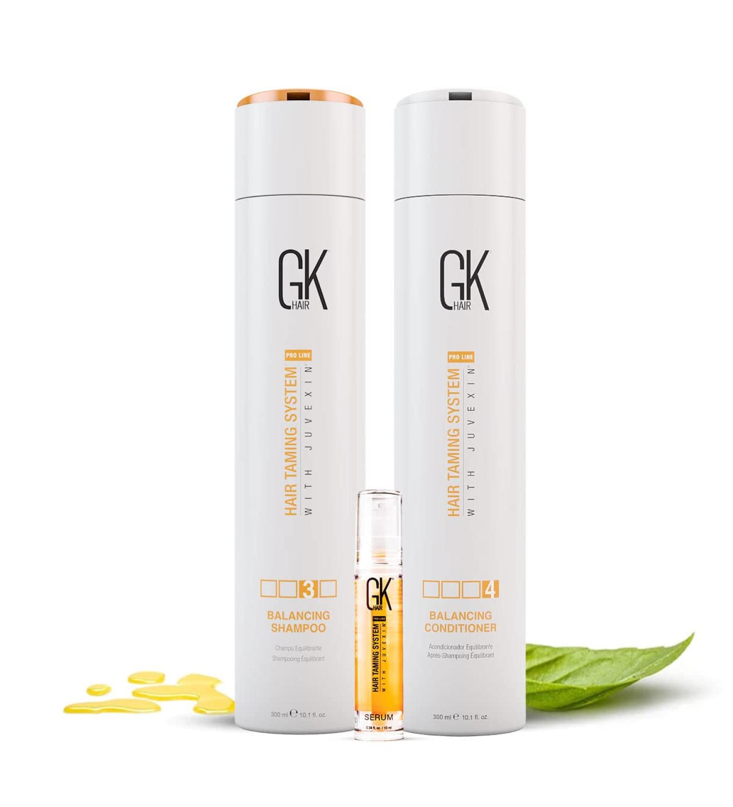 GK Hair Natural Balancing Shampoo & Conditioner Set with Organic Oil Serum for All Hair Types - Hydrate Oily Dry & Damaged Hair - Buy Online on GoSupps.com