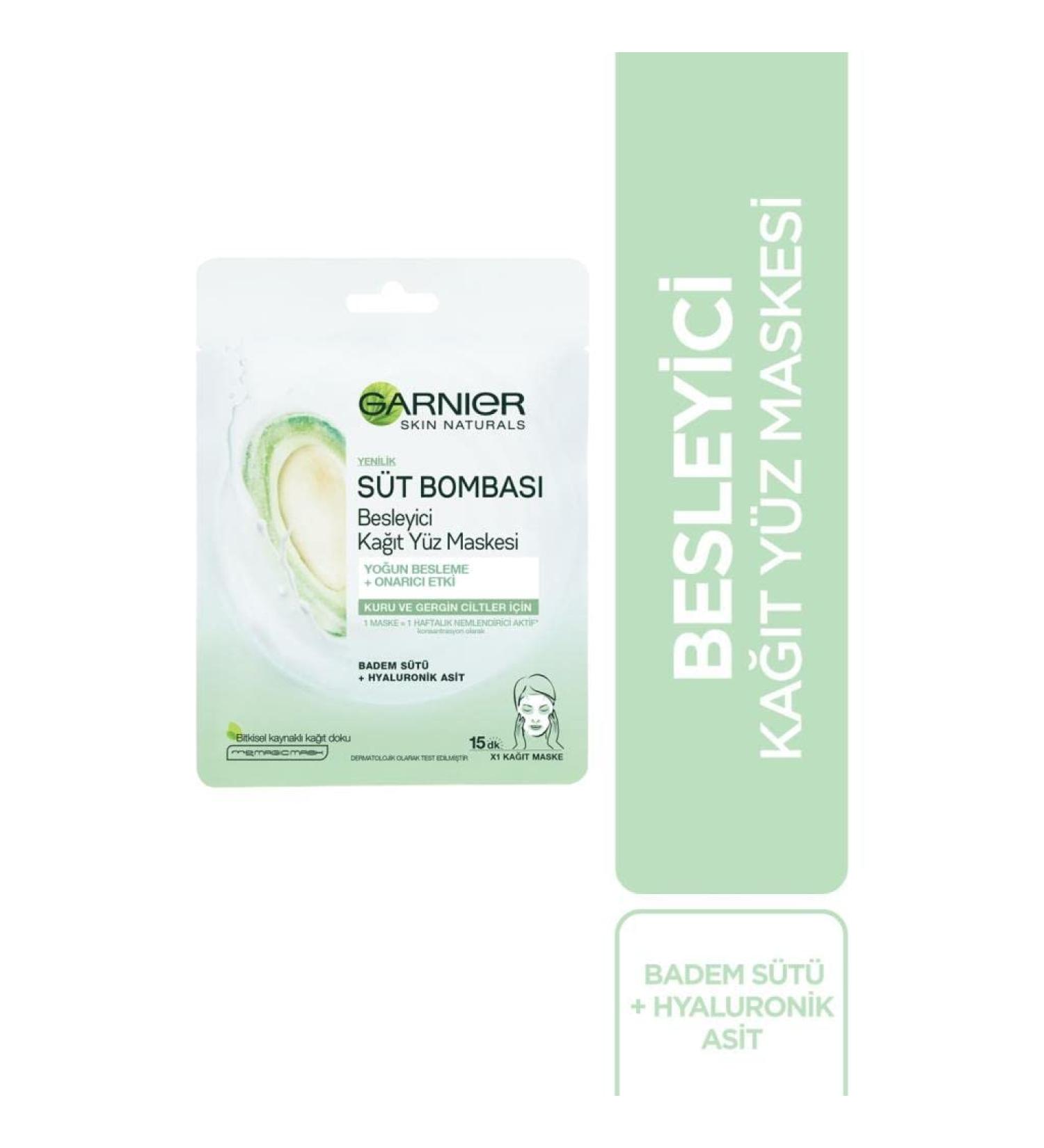  Garnier Textile Face Mask with Almond Milk For Dry and Sensitive Skin Natura L S Milky Tissue Mask 28G - Buy Online on GoSupps.com