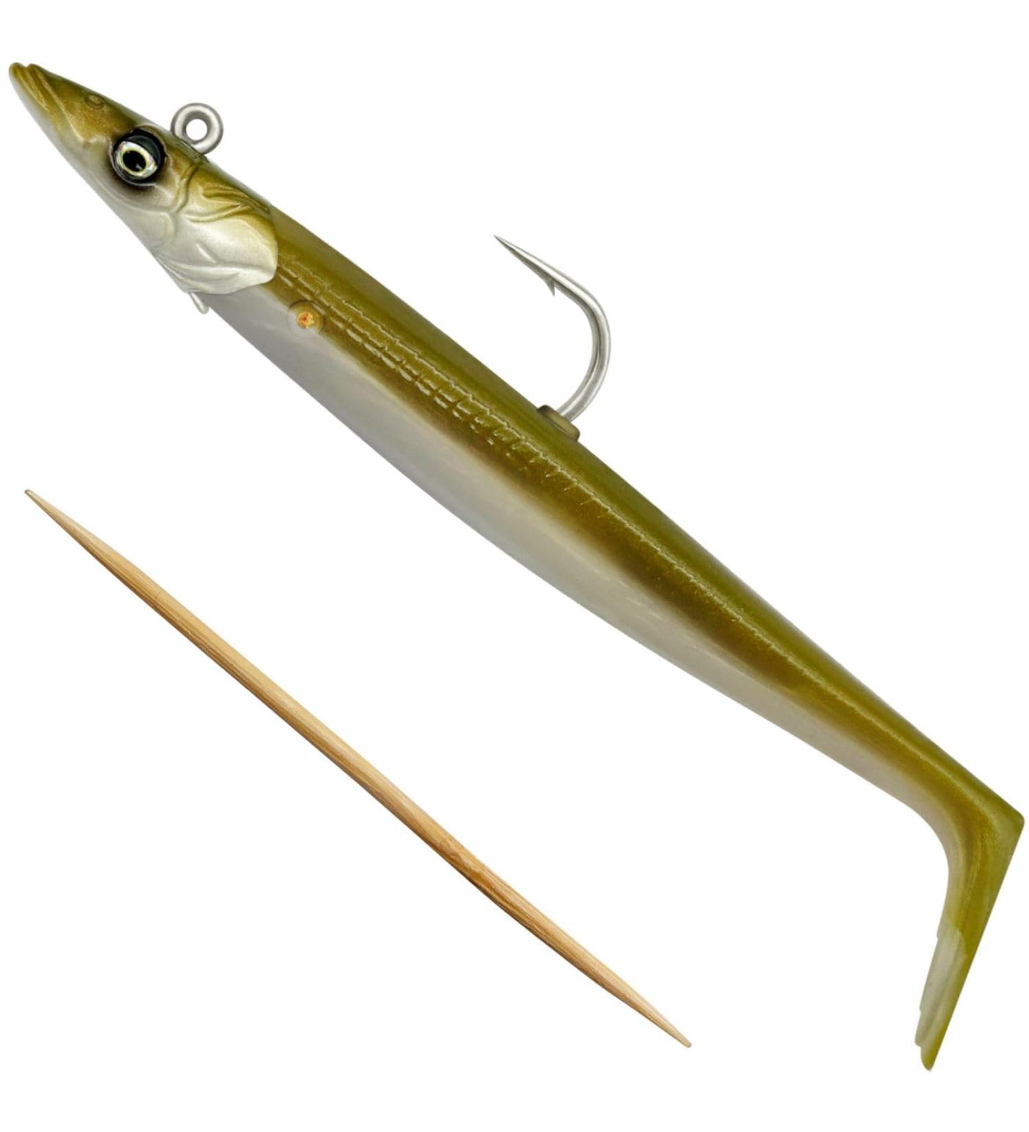 Savage Gear Sandeel V2-2 rubber fish + 1 jig head 14cm / 33g / Khaki