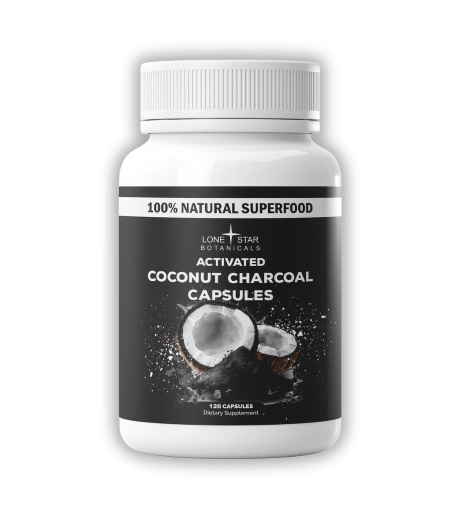Lone Star Botanicals - Organic Activated Charcoal Capsules Digestive Supplement 120 Count (60 Servings) - Buy Online on GoSupps.com
