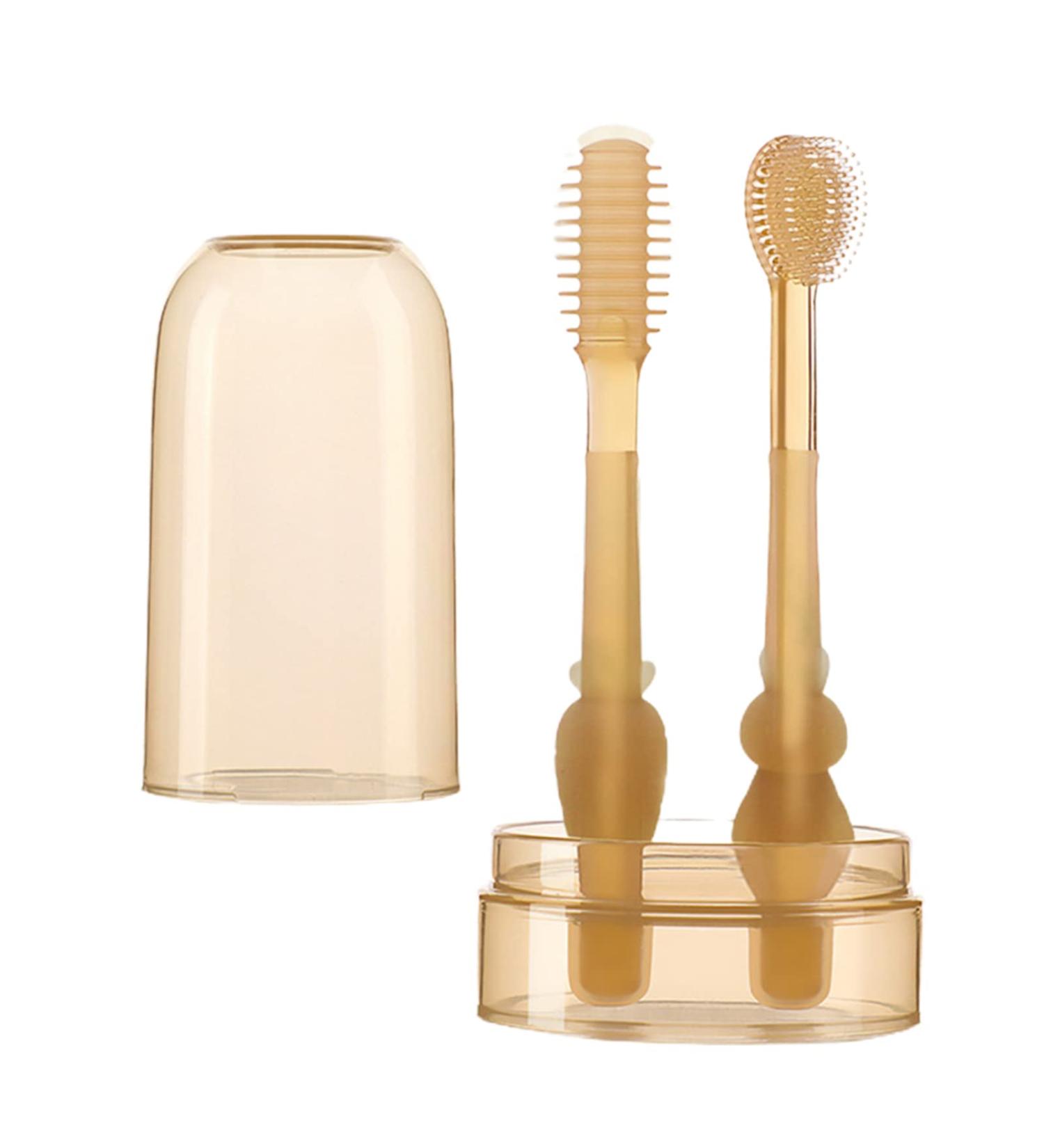 wirlsweal Baby Toothbrush and Silicone Tongue Brush Infant to Toddler Toothbrush 360 Degree BPA Free Cleaning Dental Care Portable Baby Tongue Brush Toothbrush Kit for 0-3 Years with Dust Cover Car - Buy Online on GoSupps.com