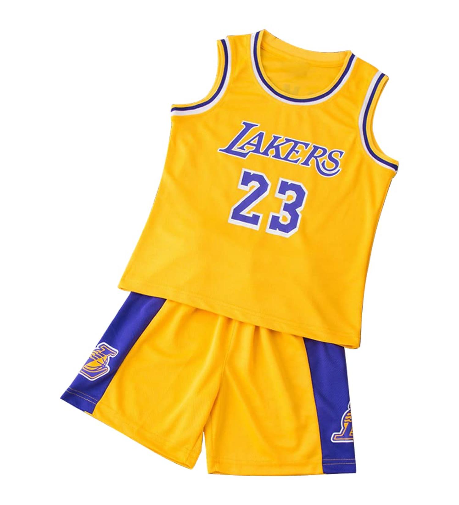 Kids Basketball Jersey - Training Vests & Shorts for Ages 4-14 | Perfect Gifts for Boys in Yellow & Purple - Buy Online on GoSupps.com
