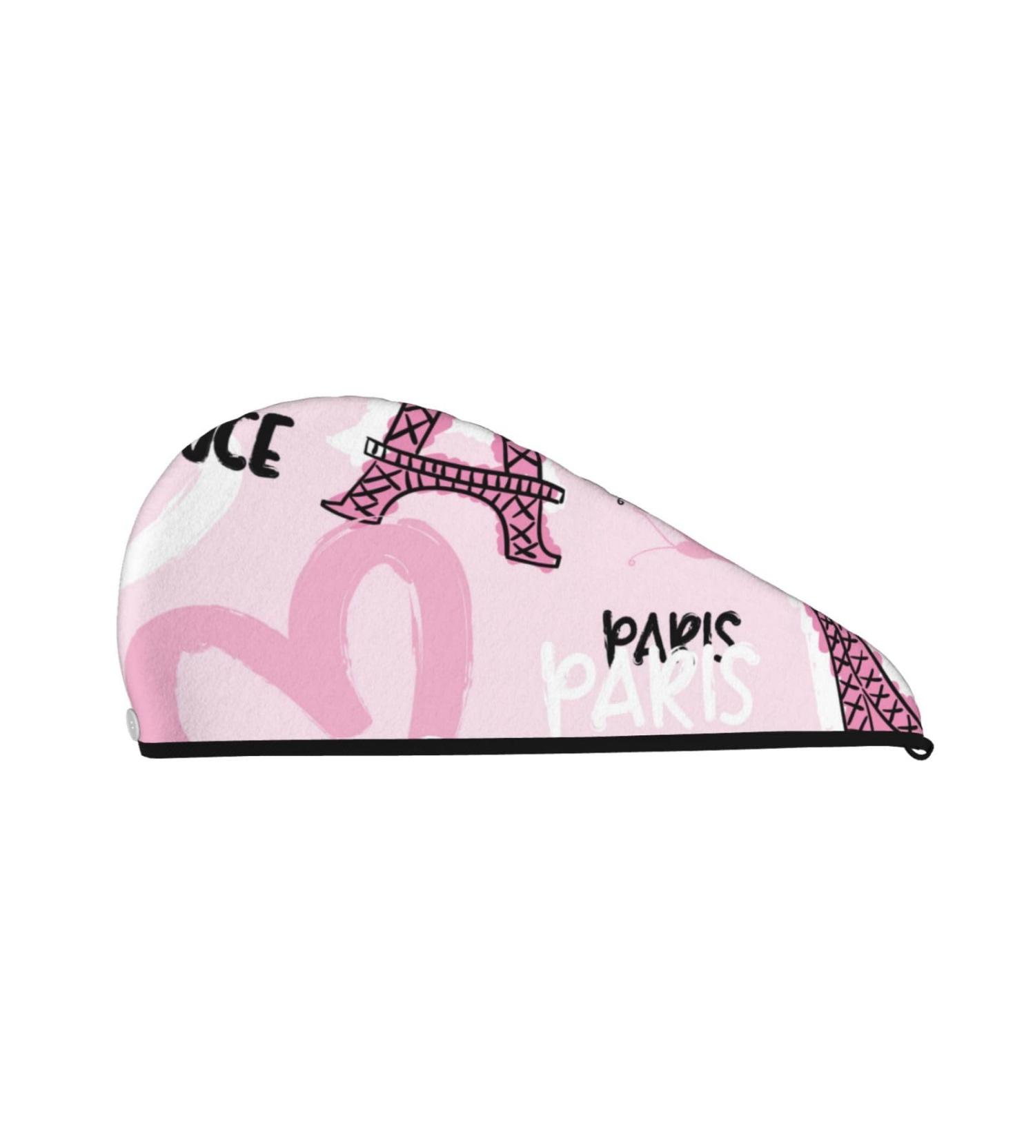 Microfiber Hair Drying Cap - Eiffel Tower & Butterflies Design | Soft Absorbent Quick Dry Towel Wrap for Curly Long & Thick Hair - Buy Online on GoSupps.com