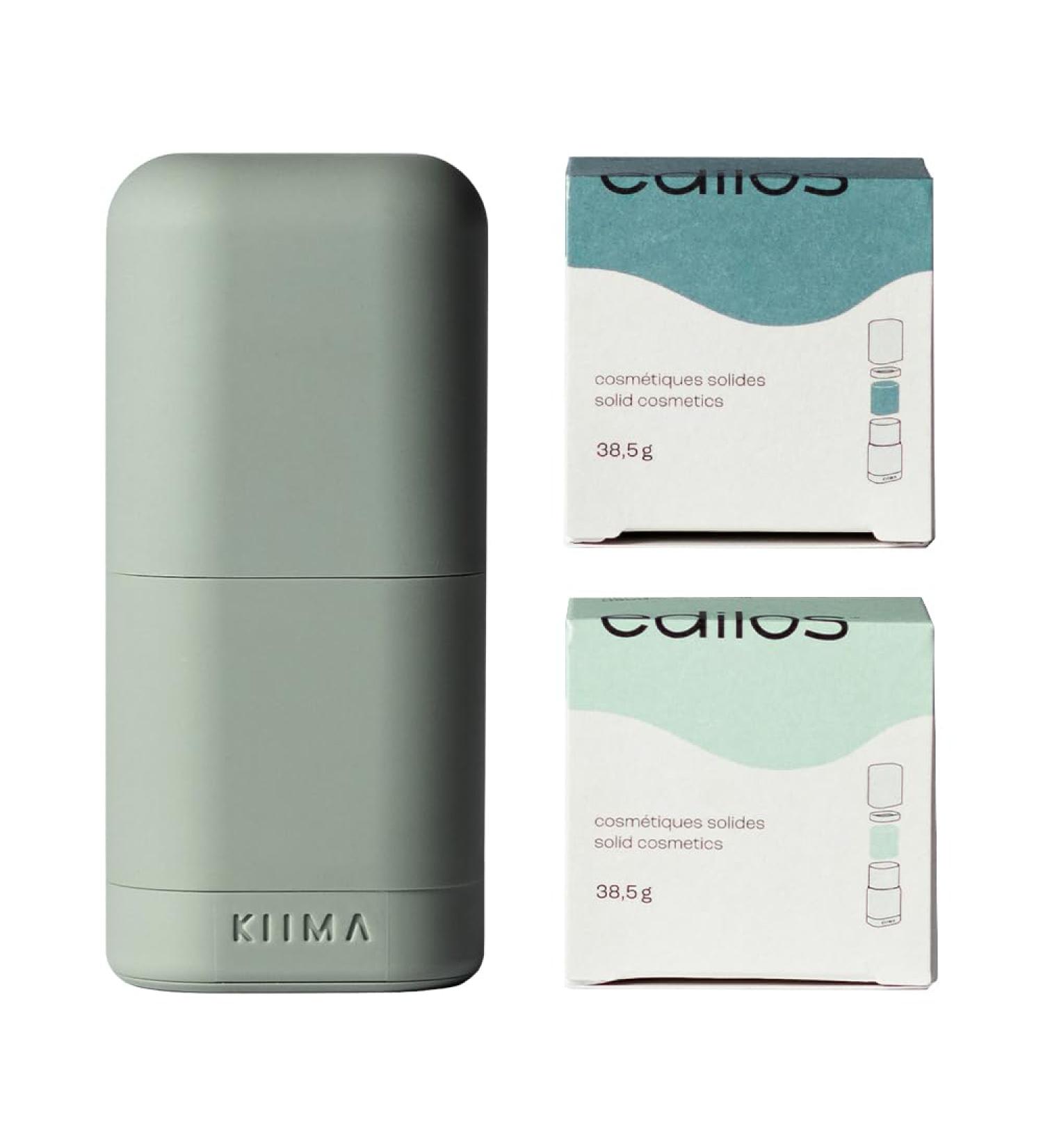 KIIMA Refillable Deodorant Floral Starter Kit 1 Applicator 2 Refills Edilos Green Beaver Fresh Verve & Freedom Natural Deodorant formulated without Aluminum or Parabens 38.5g (Pack of 2) - Buy Online on GoSupps.com