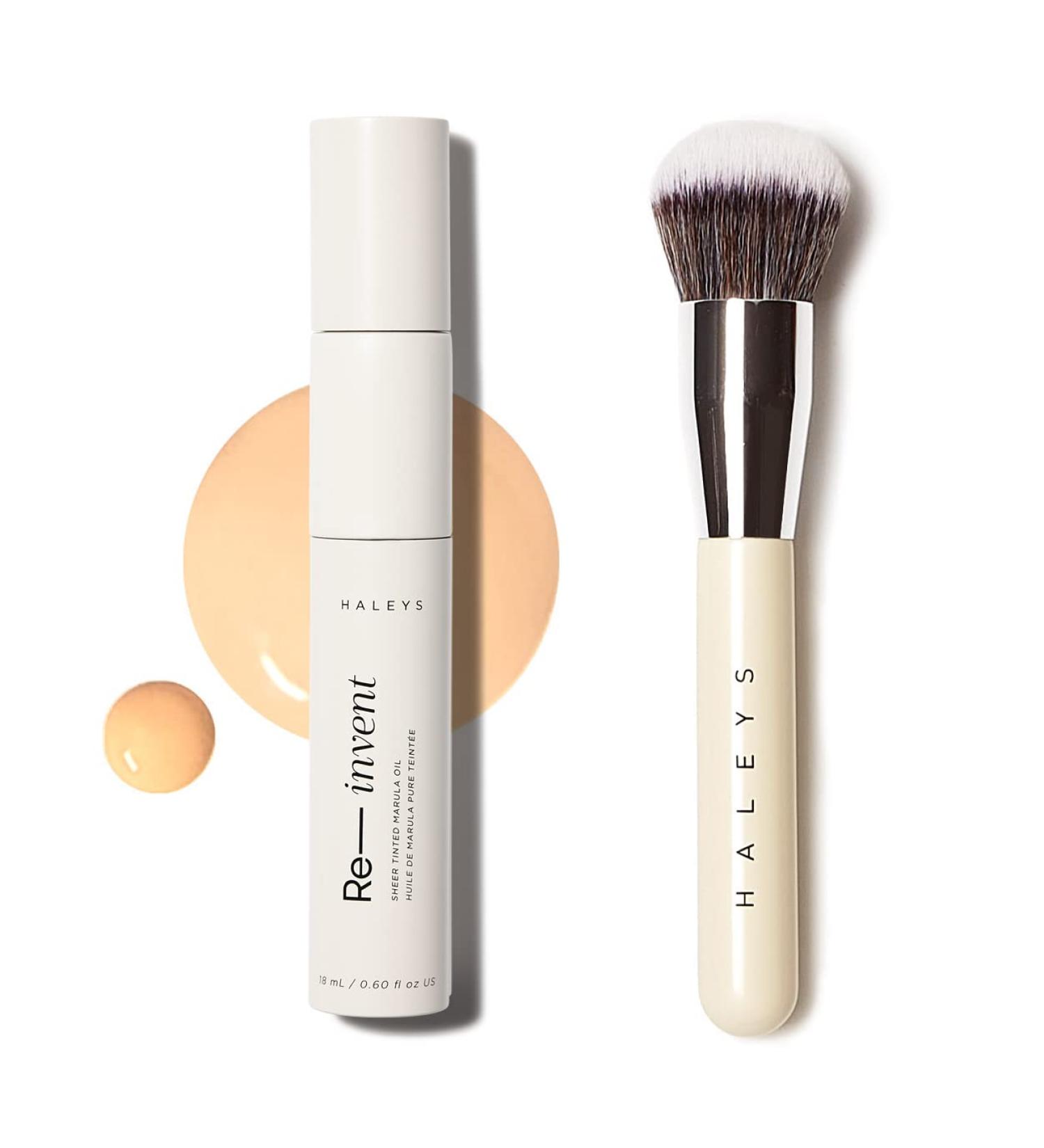 Haleys Skin Tint Set (Light Neutral) - Sheer Tinted Marula Oil BB Moisturizer for Hydrating, Glowing Skin with Kabuki Brush - Buy Online on GoSupps.com