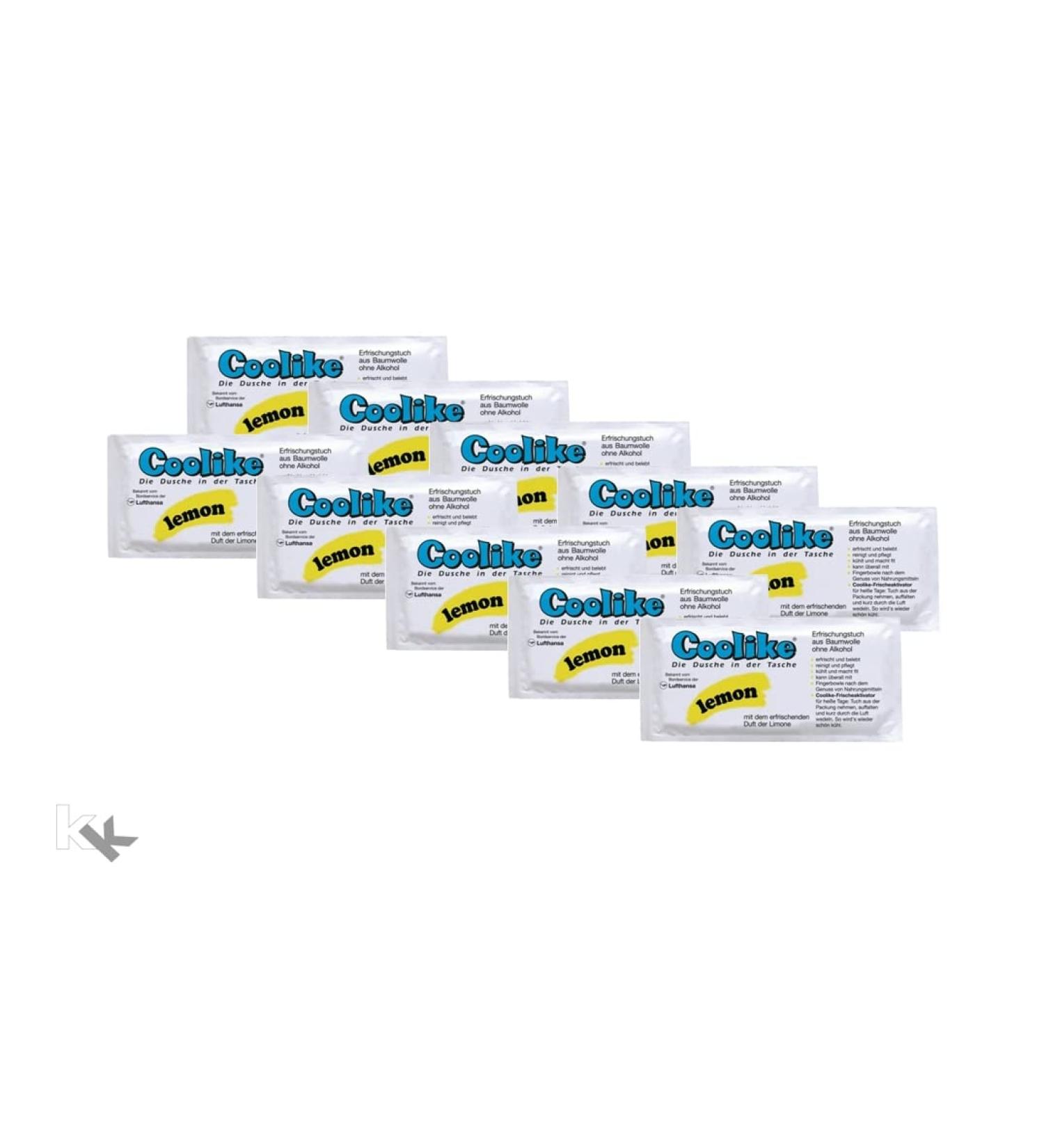 Refreshing wipes made of soft cotton | Pack of 10 | The shower in your pocket (Lemon)