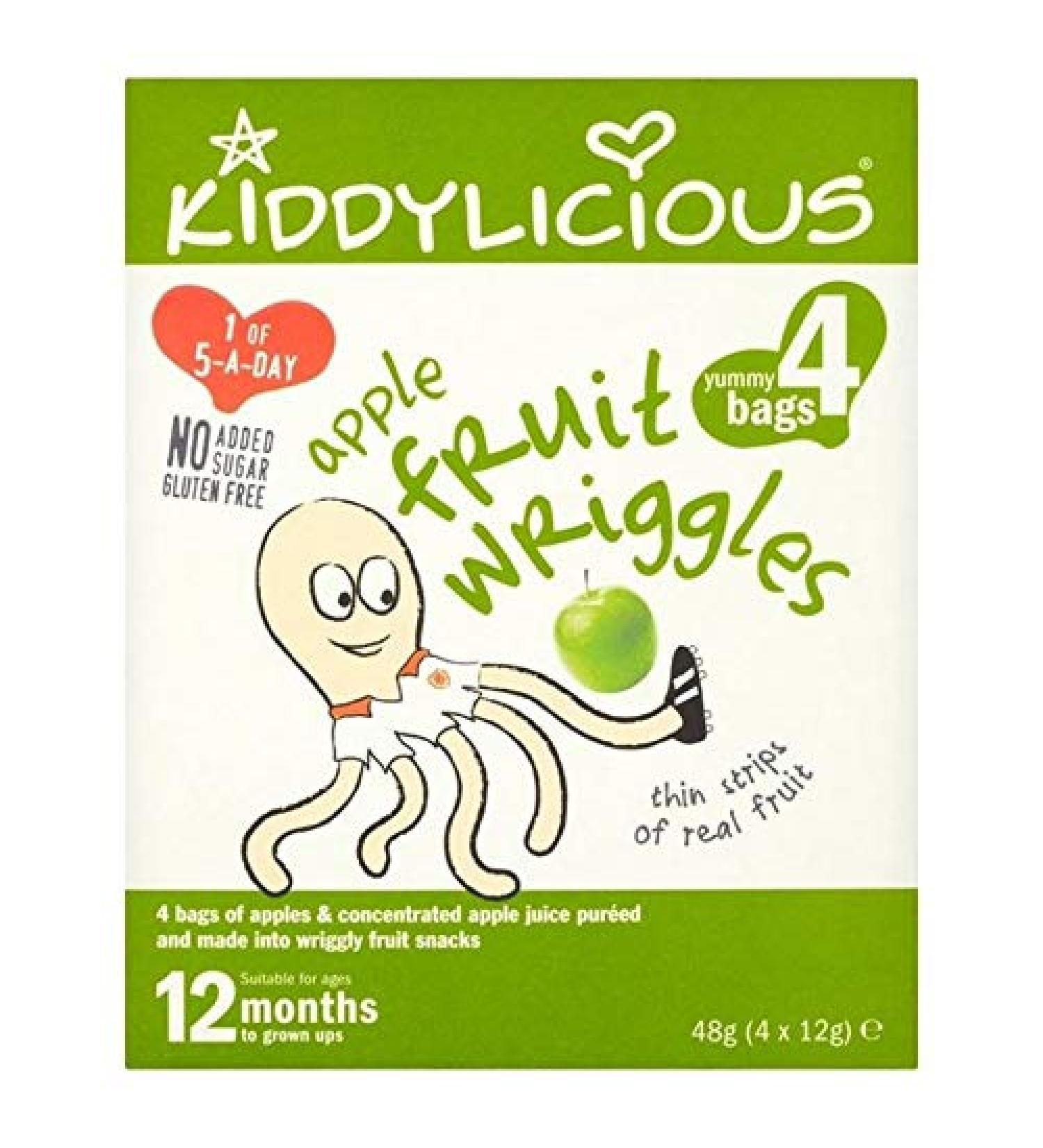 2x Kiddylicious Apple Wriggles Multi 4 x 12g