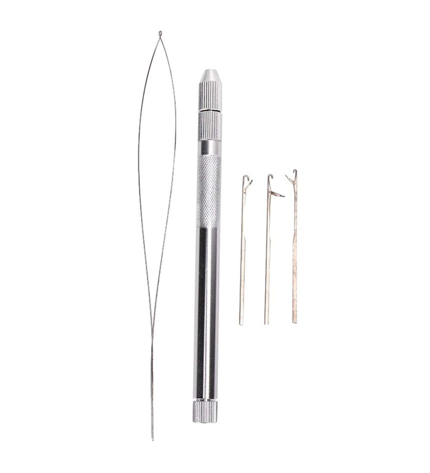 Hair Extension Loop Needle Threader Kit Pulling Hook Tool for Hair Aluminum Handle Hair Extension Threading Tool Micro Beads Loop Needle Threader for Hair Extensions Feather Ext - Buy Online on GoSupps.com