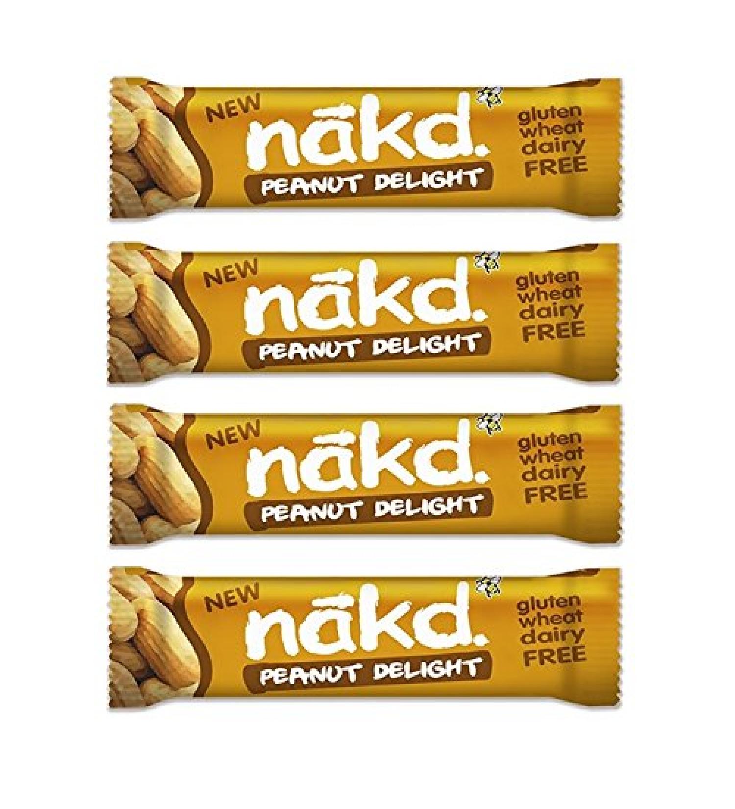 Peanut Delight – Lot de 4 barres de fruits crus Nakd 35 g chacune – Sans gluten, blé et sucre