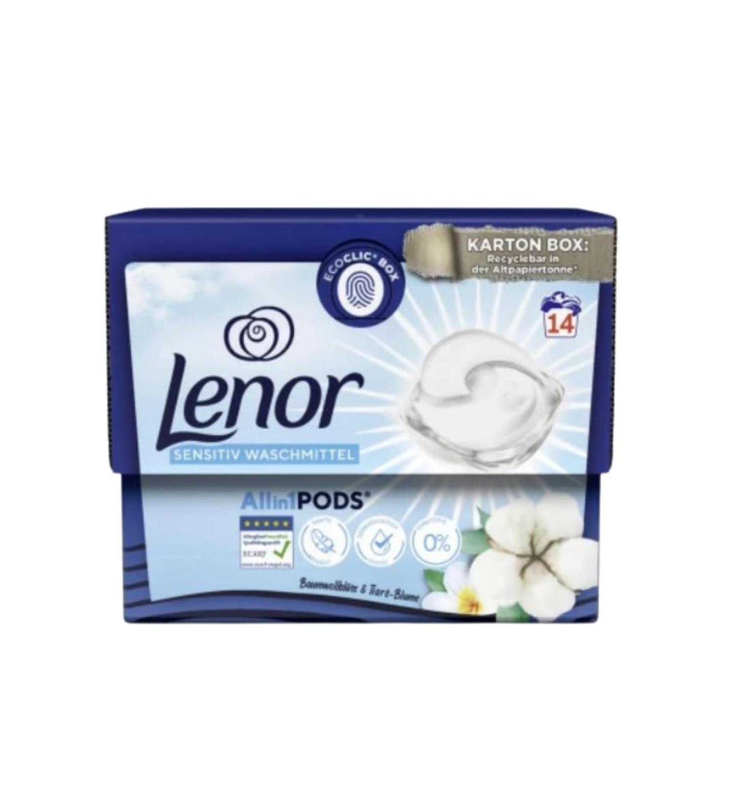 Lenor Laundry Detergent All-In-1 Pods Cotton & Tiar Flower 14WL 288.4g