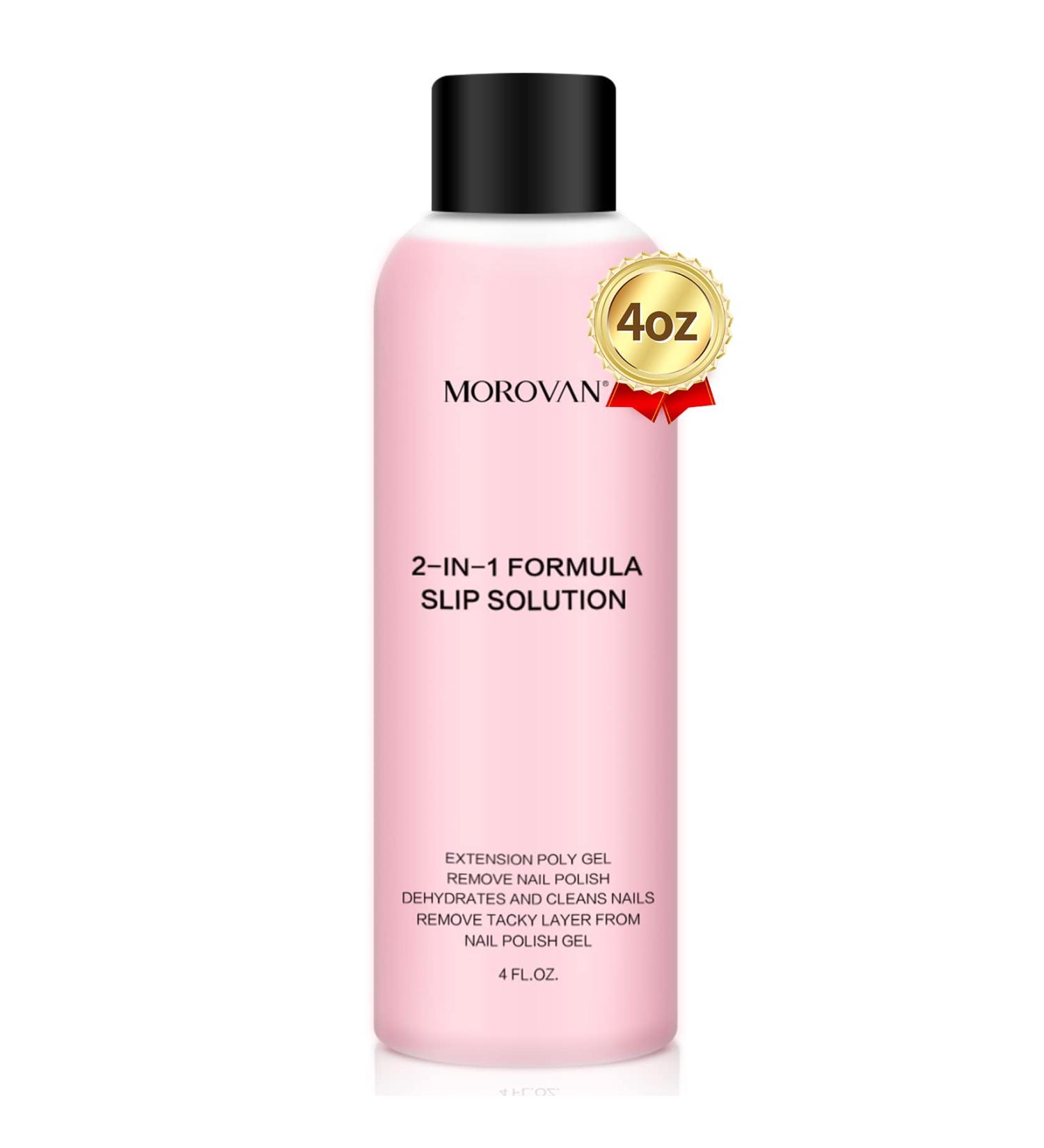 Morovan 2 in 1 Formula Poly Gel Slip Solution 4oz - Lint-free Extension Nail Liquid - Buy Online on GoSupps.com