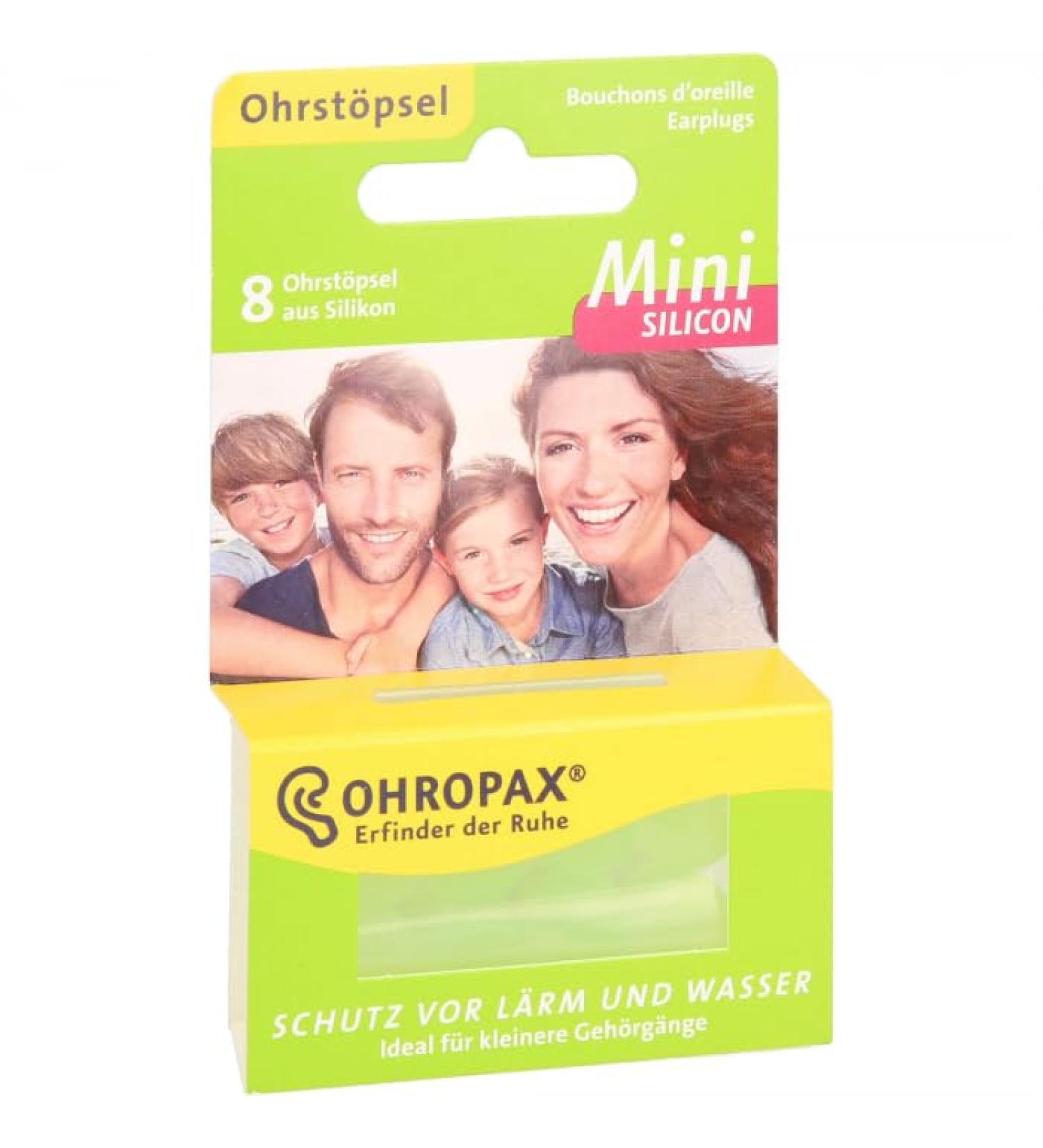 OHROPAX Mini Silicon Value Pack 2x8 silicone earplugs. Protection against noise and water. Ideal for smaller ear canals.