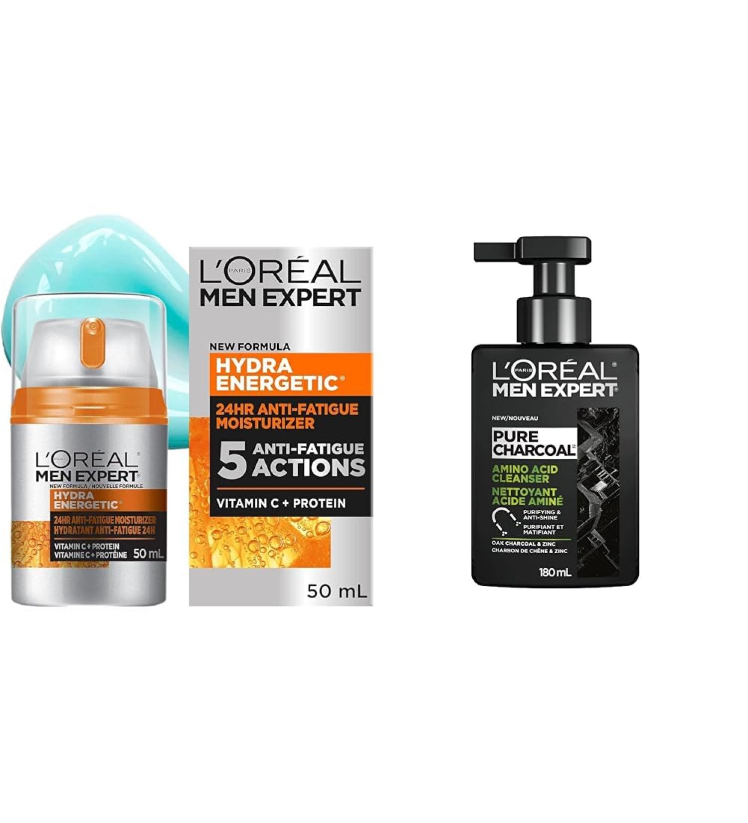 L Or al Paris Men Expert Hydra Energetic Face Cream with Vitamin C + Protein & Daily Face Wash for Men Pure Charcoal Men Expert Skincare Hydra Energetic Cream 48mL + Face Wash - Buy Online on GoSupps.com