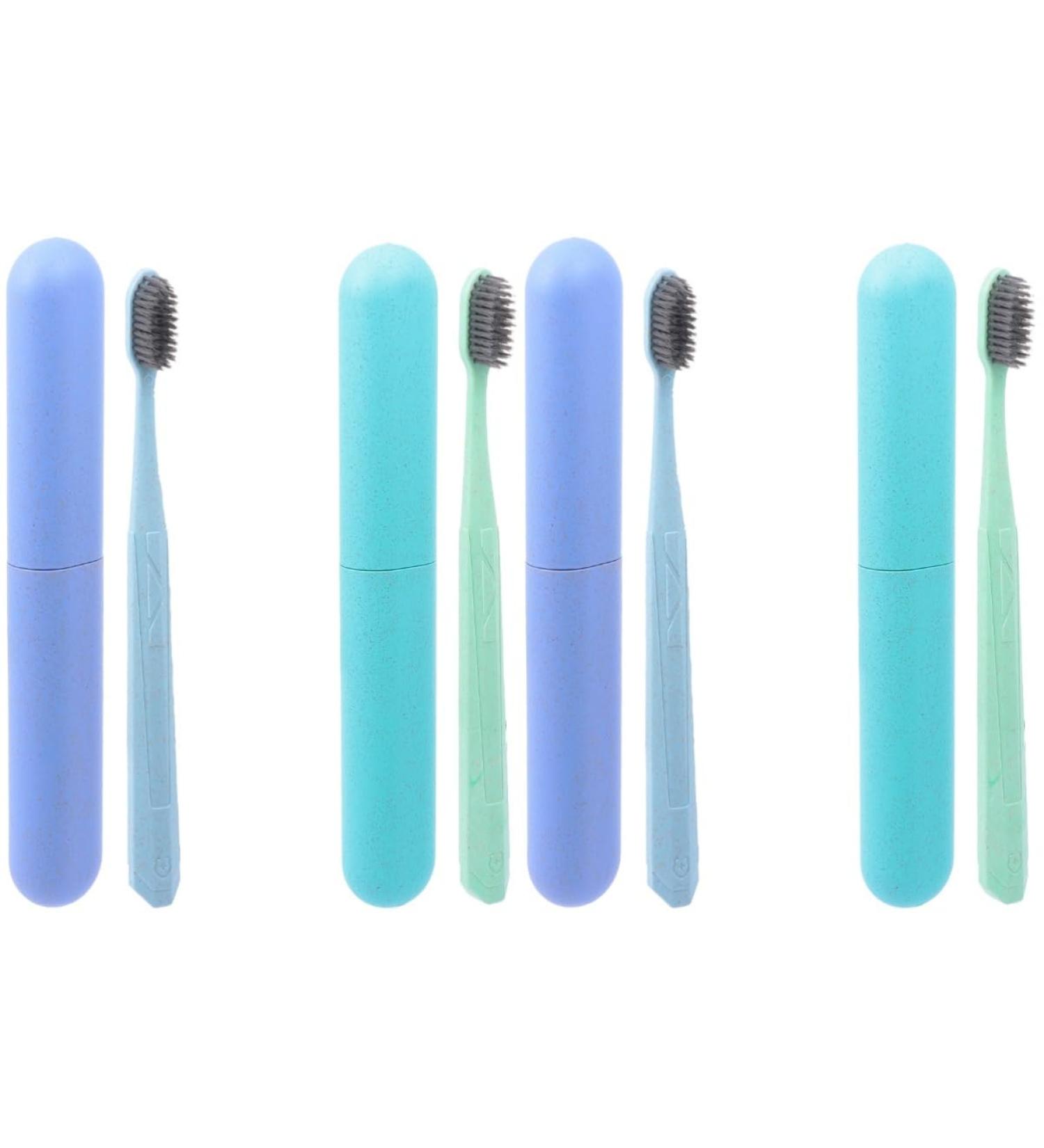 Buy Healvian 4-Piece Travel Toothbrush Set | Portable Tooth Cleaning Tools & Gum Care Container - Buy Online on GoSupps.com