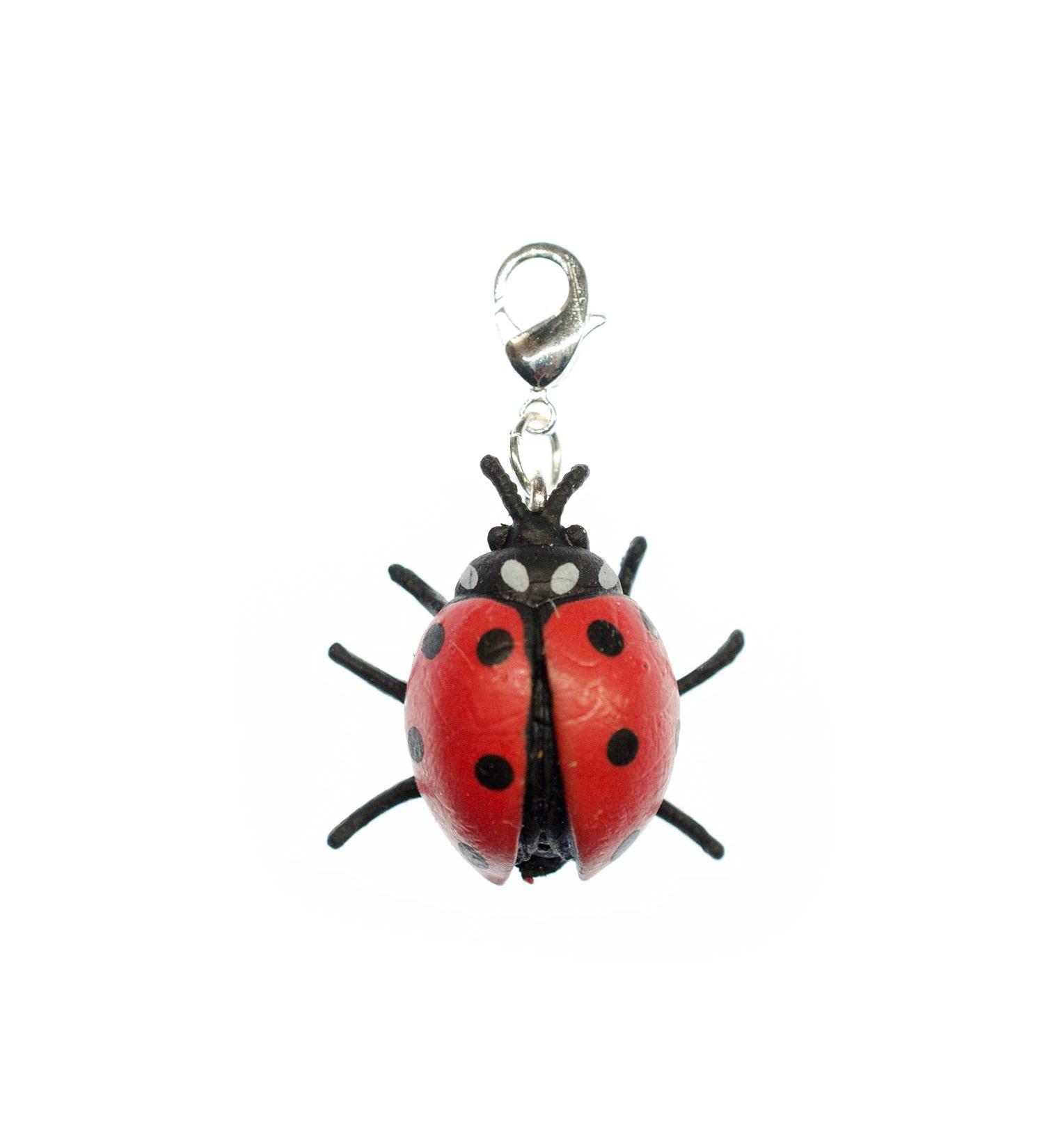 Handmade Ladybug Beetle Charm Zipper Pull | Red Rubber Fashion Jewelry | Silver-Plated Chain Pendant & Bracelet Trailer - Buy Online on GoSupps.com