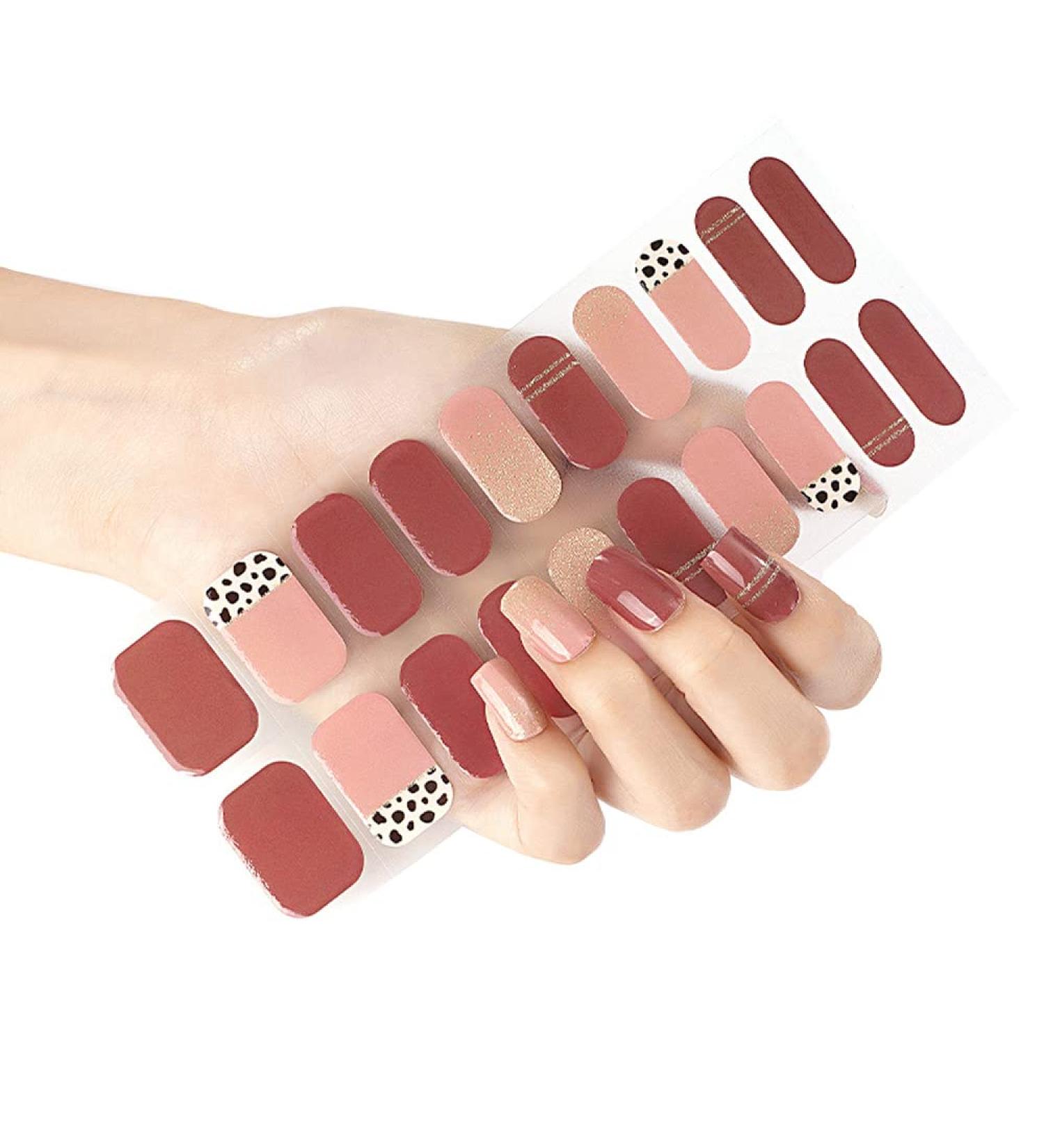 YICHEN 20PCS Nail Adhesive Wrap Gel Nail Polish Strips Stickers Full Wraps Semi-Cured Nail Sticker Waterproof Self-Adhesive Gel Stickers Decals with Nail Tools for Women Girl(UV/LED Lamp Required) Color 14 - Buy Online on GoSupps.com