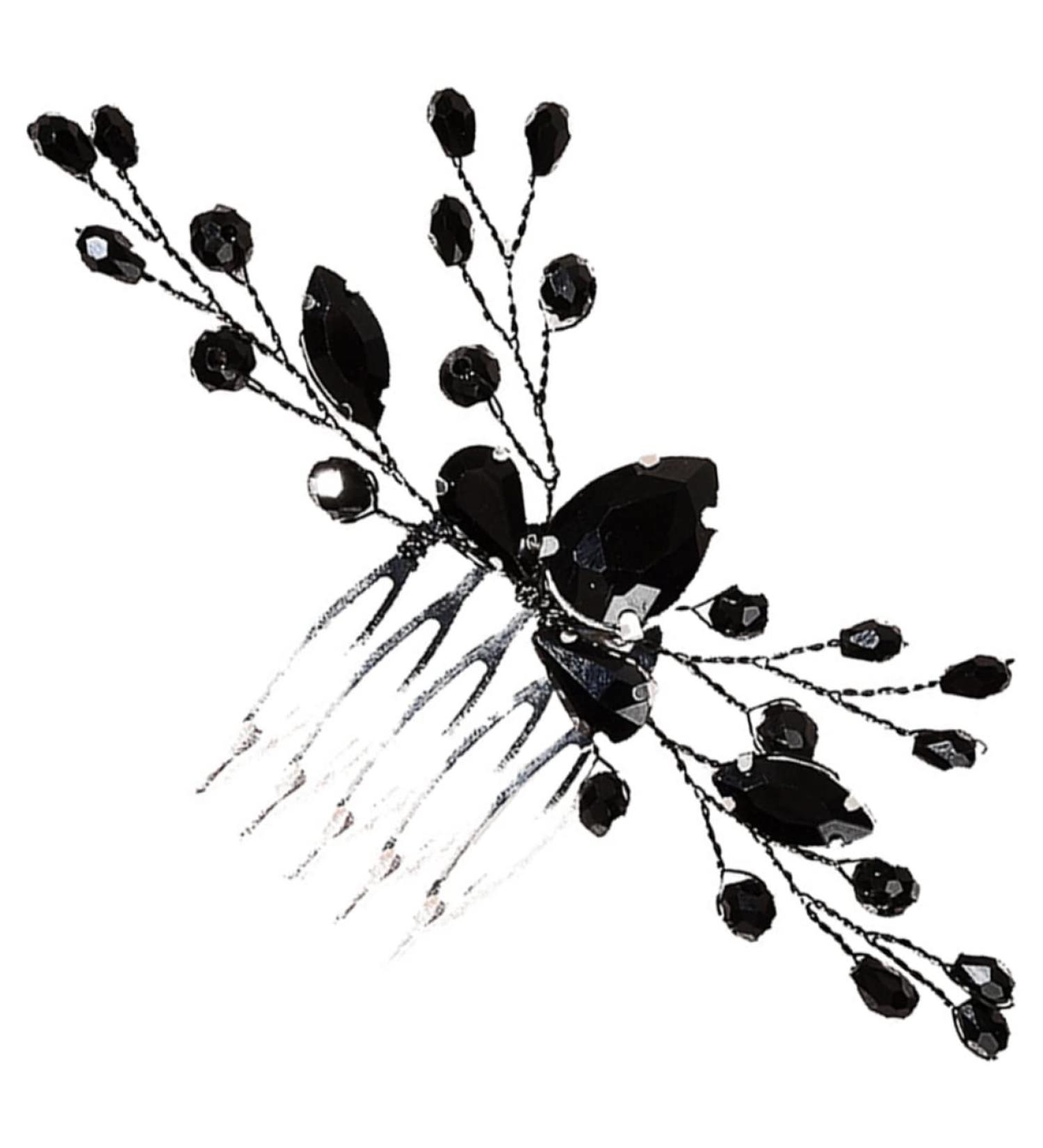 DOITOOL Black Crystal Hair Accessories Rhinestone Leaf Hair Comb Bridal Hair Clip Hair Comb for Women Hair Gems for Women Black Hair Clips Vintage Hair Accessories Decor Alloy Miss Wedding - Buy Online on GoSupps.com