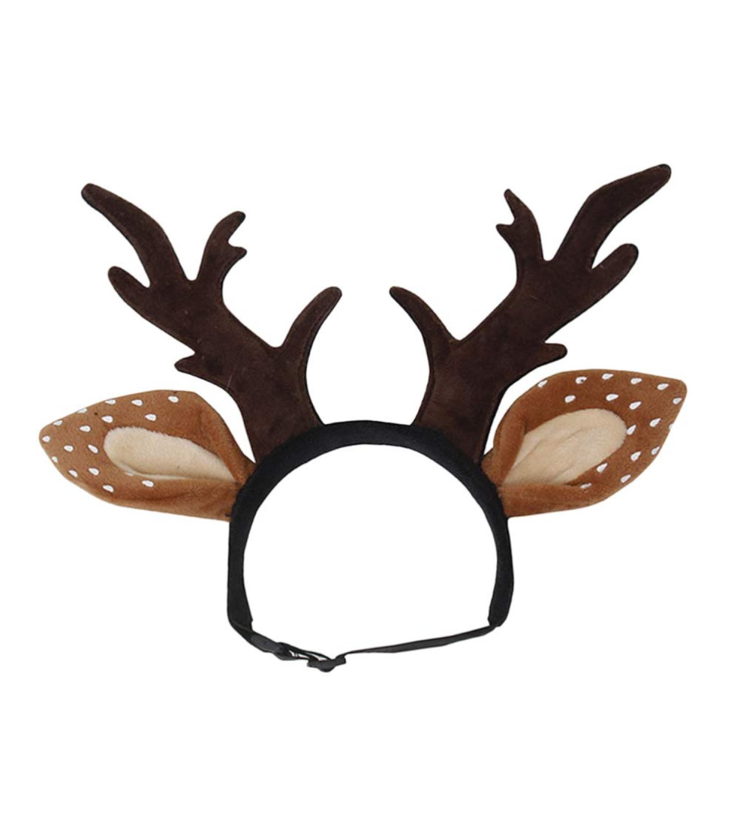 POPETPOP Dog Antlers Costume-Dog Elk Antler Reindeer Hat Cap Cat Christmas Costume Outfits Cat Headwear Small Big Dog Hat Headwear Hair Grooming Accessories-Large - Buy Online on GoSupps.com
