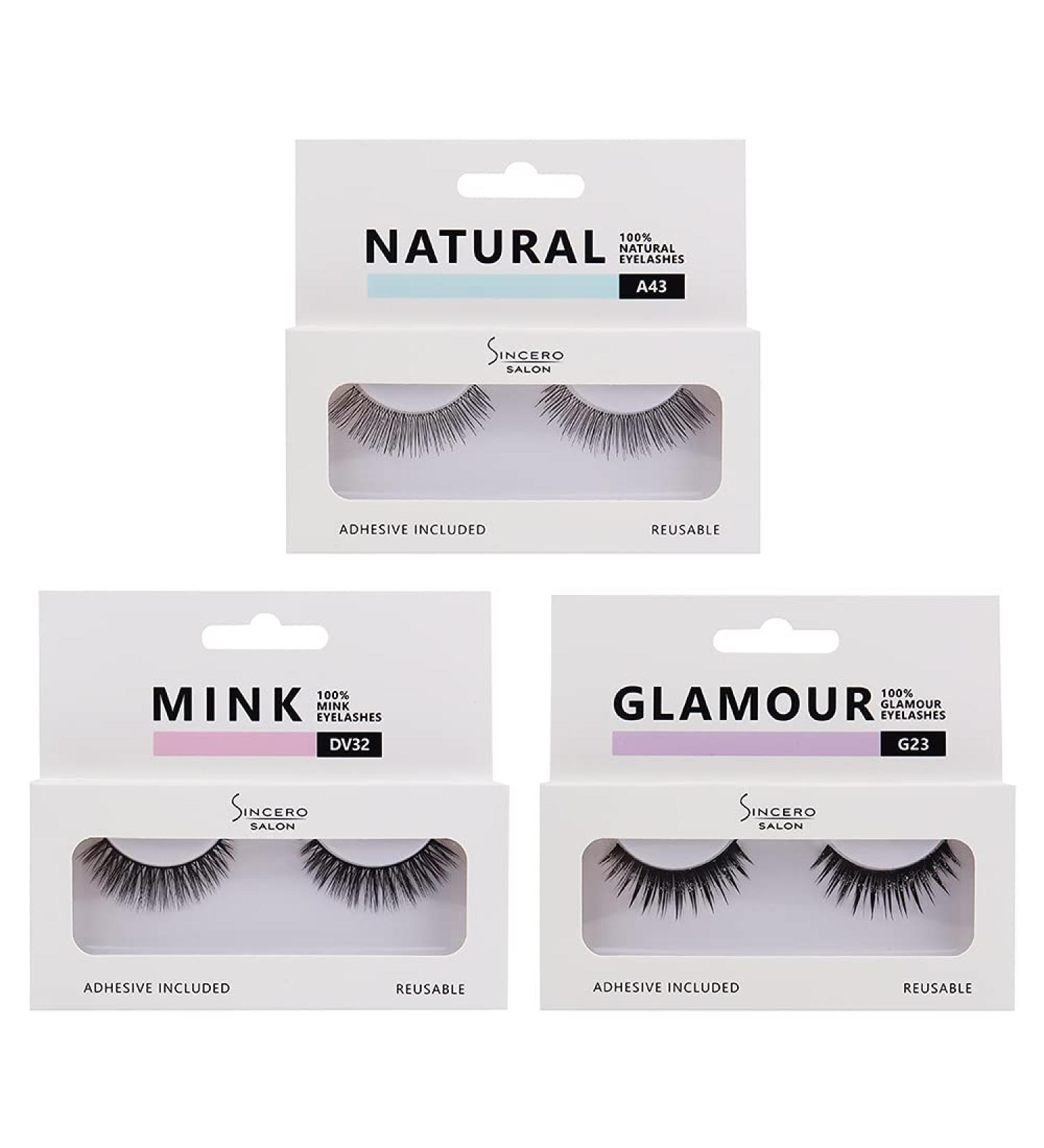 SINCERO SALON Mink False Eyelashes Set - 3 Pairs of 3D Natural & Glamour Fake Lashes for Stunning Looks - International Shipping Available - Buy Online on GoSupps.com