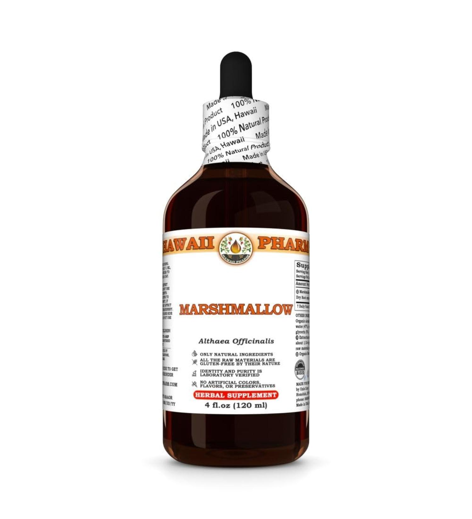 Marshmallow (Althaea Officinalis) Dry Root Tincture, Made in Hawaii, Organic Raw Materials, All Natural, Vegan, Pure Liquid Extract - 4 fl.oz 4 Fl Oz (Pack of 1) - Buy Online on GoSupps.com