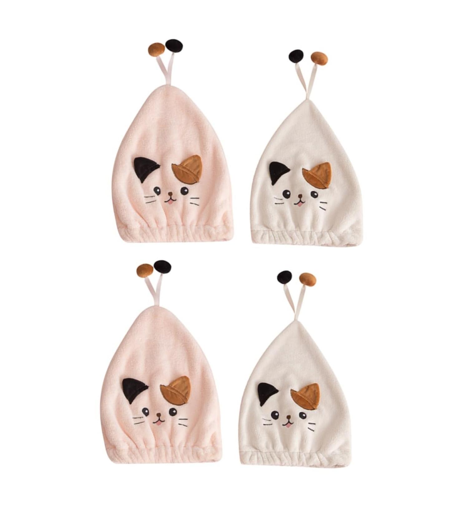 Ciieeo 4 Pcs Cat Dry Hair Cap Plopping Towel Curly Hair Microfiber Hair Towel for Curly Hair Cosmeticos Bath Hat Hair Drying Turban Hair Drying Caps Coral Fleece Bangs Dry Hair Towel As Shownx2pcs 33X27CMx2pcs - Buy Online on GoSupps.com