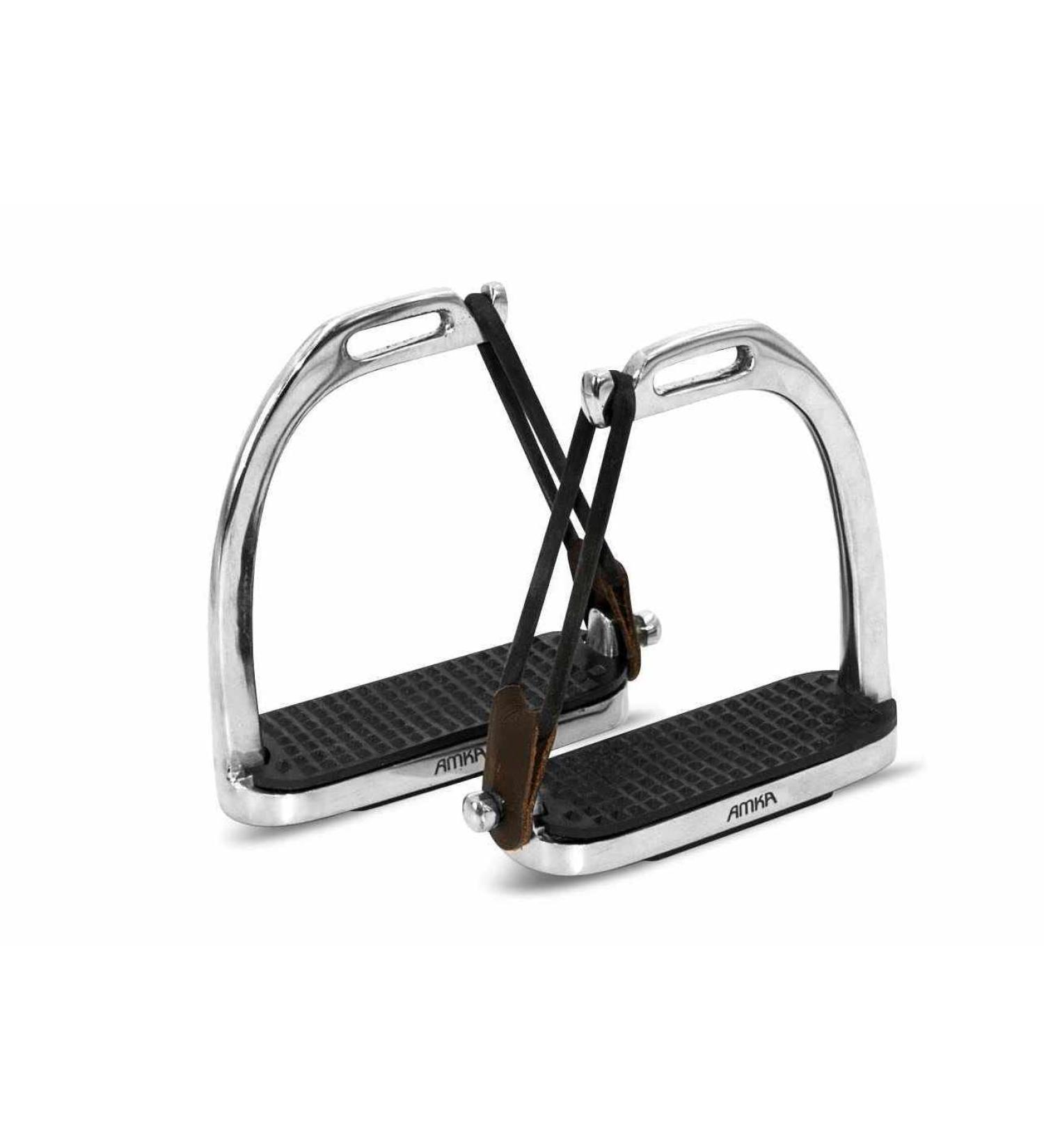 AMKA Stainless Steel Safety Stirrups with Joint - Flexible 10cm 12cm & 13cm Tread for Equestrian Safety | International Shipping Available - Buy Online on GoSupps.com