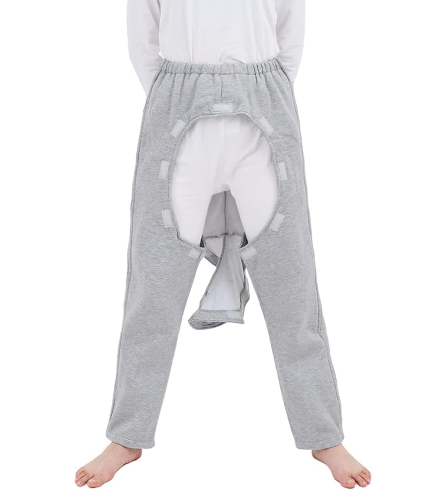 Shop Daily Wear Fleece Open File Nursing Pants for Elderly & Disabled - Detachable Crotch Gray - Size L/Large - Comfortable Incontinence Solution - Buy Online on GoSupps.com