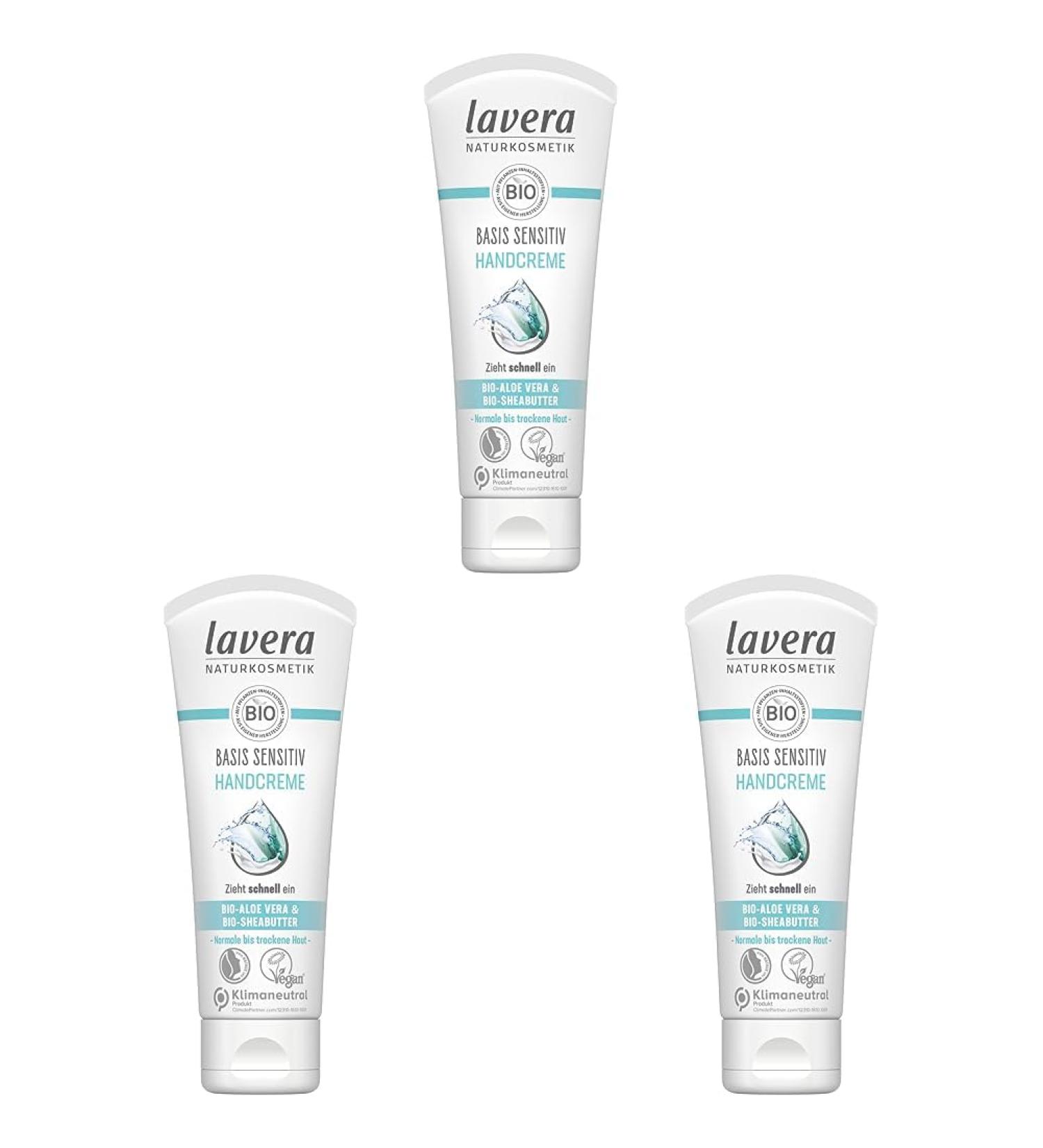 Lavera Sensitive Hand Cream - Organic Aloe Vera & Seasons - Vegan Natural Moisturizer (3 Pack | 75 ml) - Buy Online on GoSupps.com