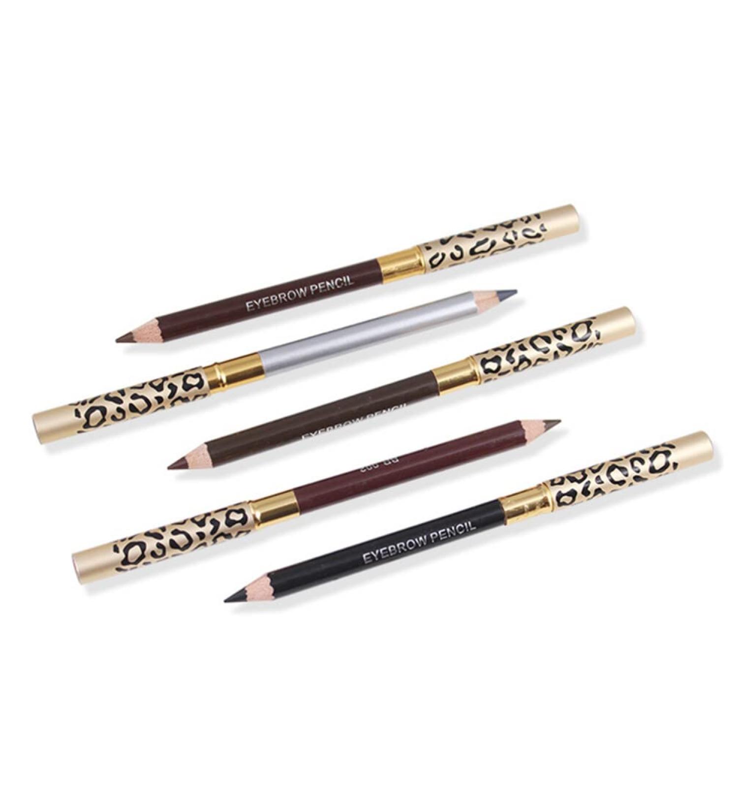 Baluue Leopard Eyebrow Pencil 2pcs Long Lasting Eyebrow Pencil with Brush Wooden Leopard Cover Eyebrow Pencil Makeup Tool Brown - Buy Online on GoSupps.com